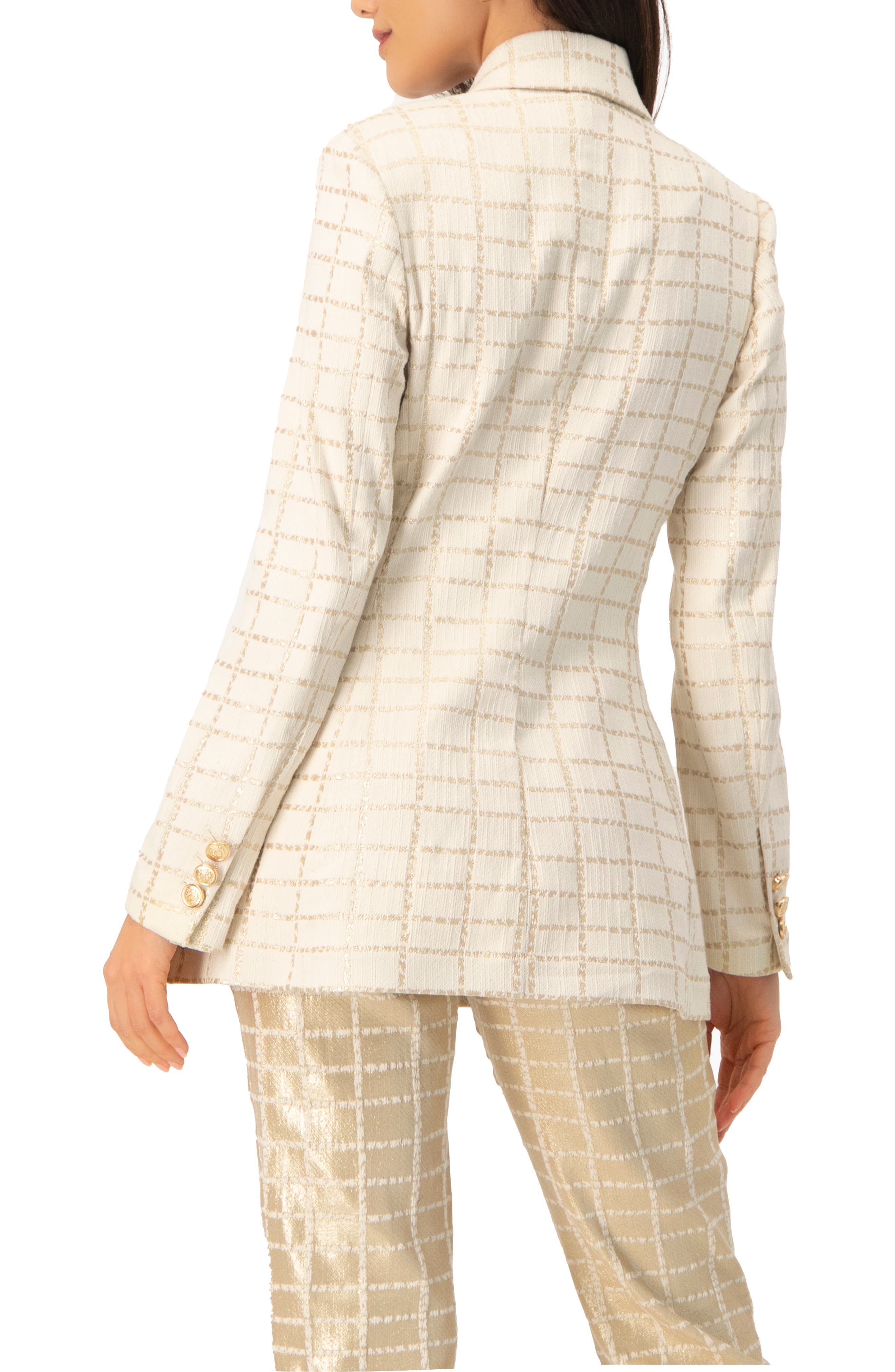 Double-Breasted Check Blazer with Gold Buttons - image 2