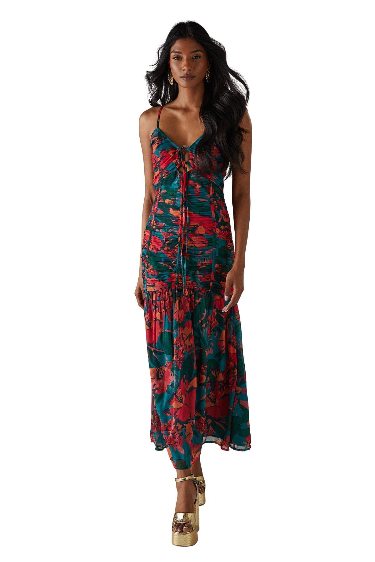 Chiffon Gathered Channel Midi Dress - image 1