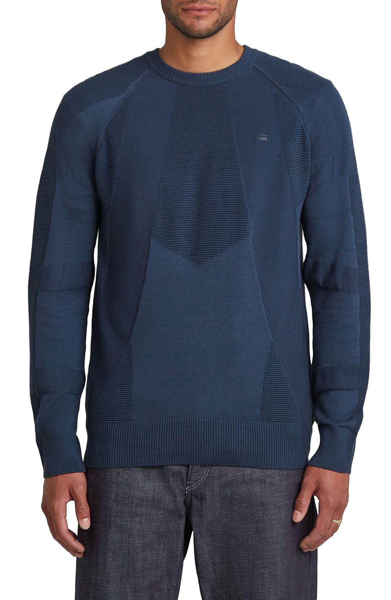 3D Biker Textureblock Crewneck Sweater - image 1