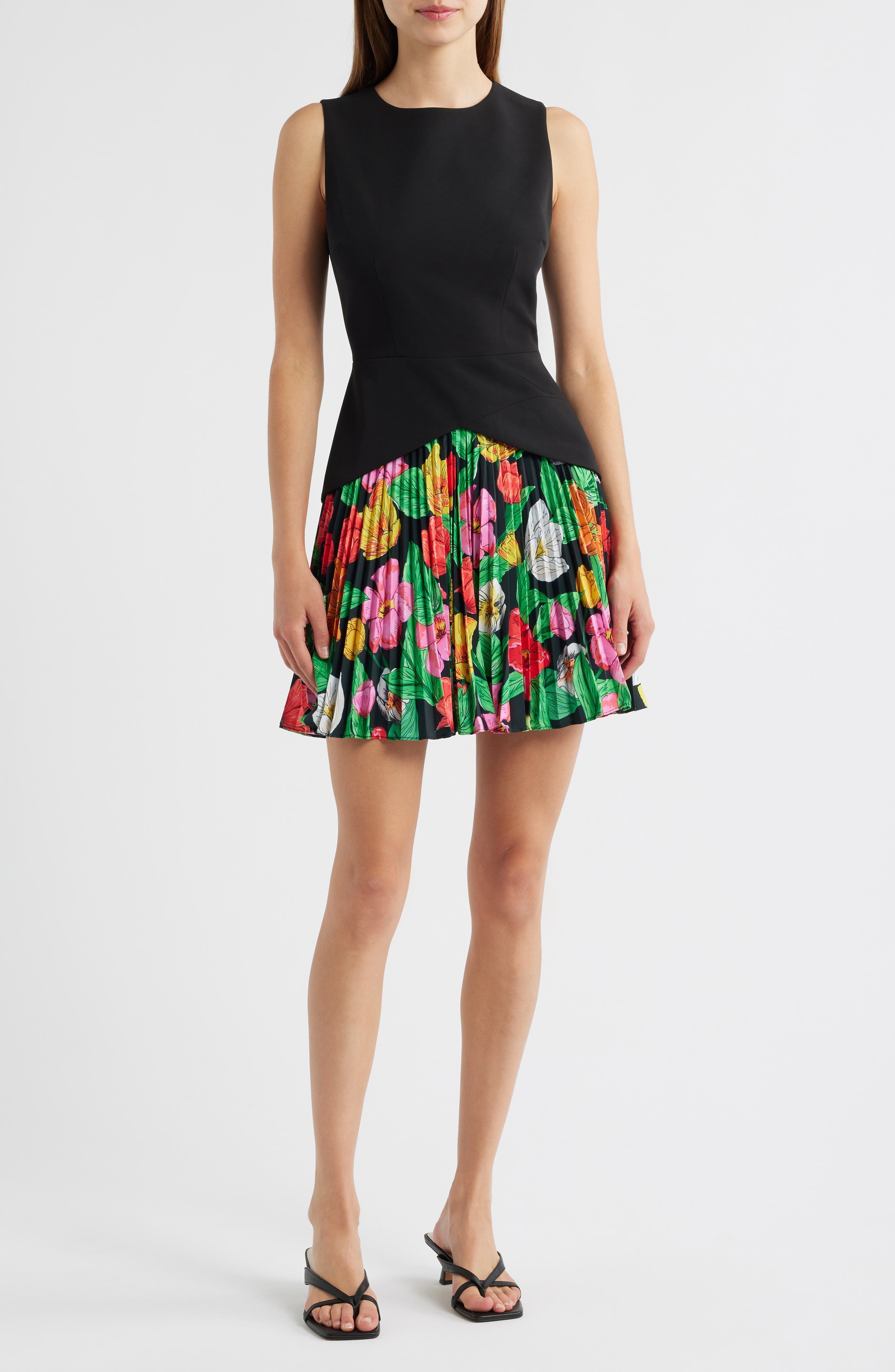 Haddy Tulip Rosette Pleated Sleeveless Minidress - image 1