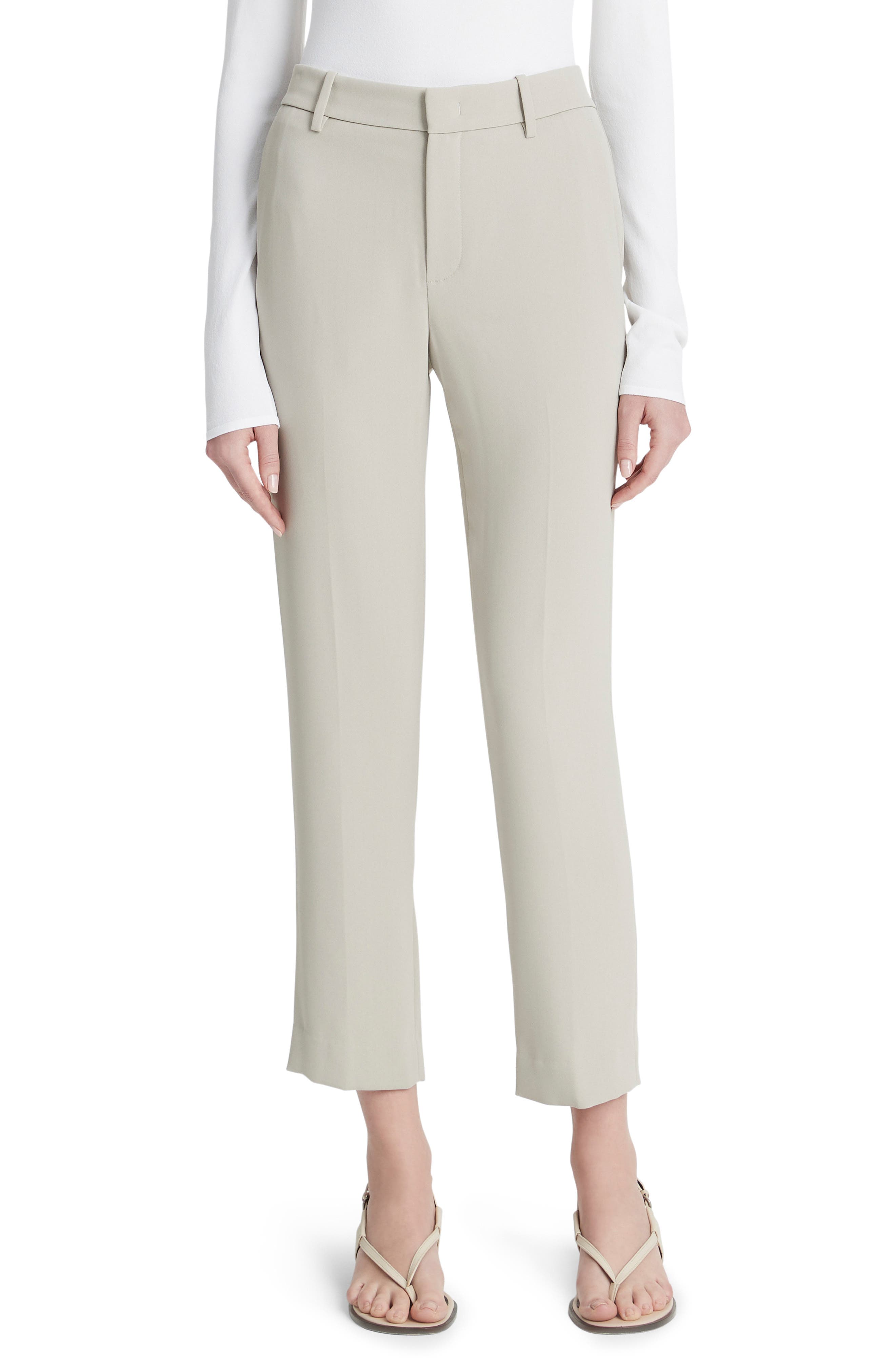 Tailored Straight Leg Crepe Pants - image 1