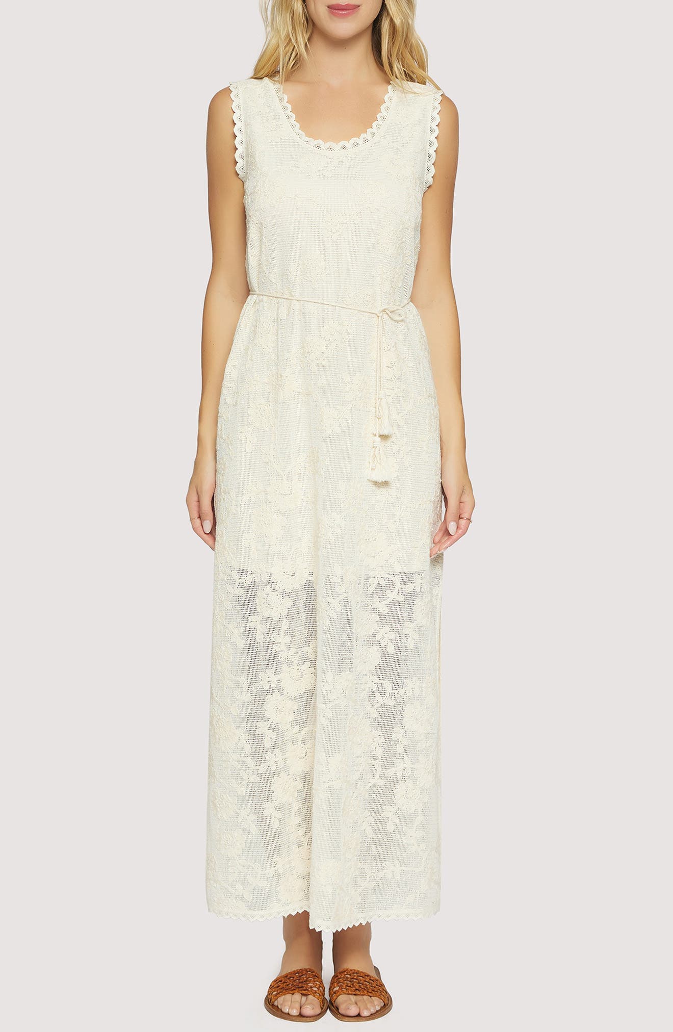 Fiorenza Embroidered Tie Belt Maxi Sundress - image 1