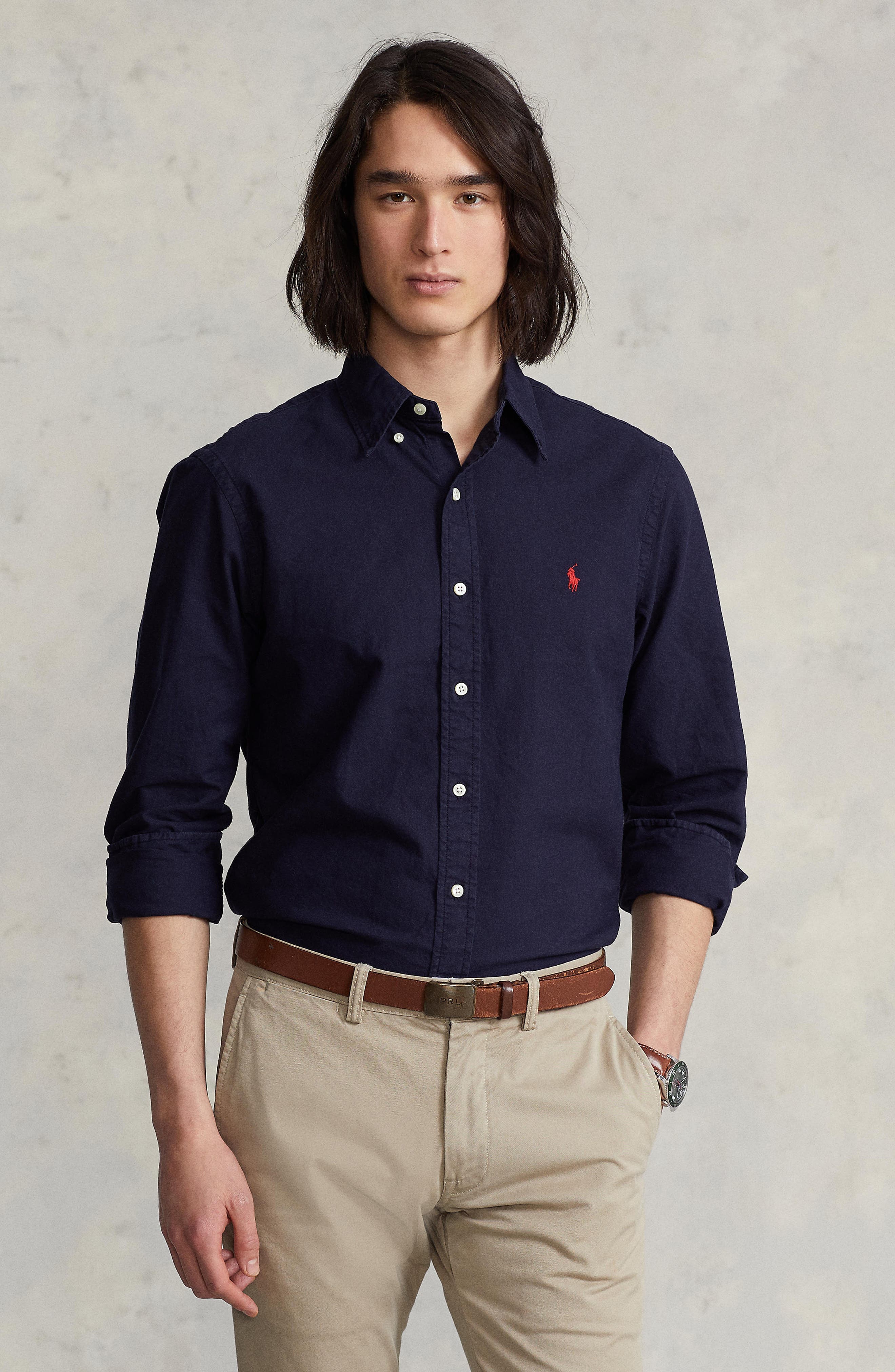 Classic Fit Garment-Dyed Long Sleeve Oxford Shirt - image 4