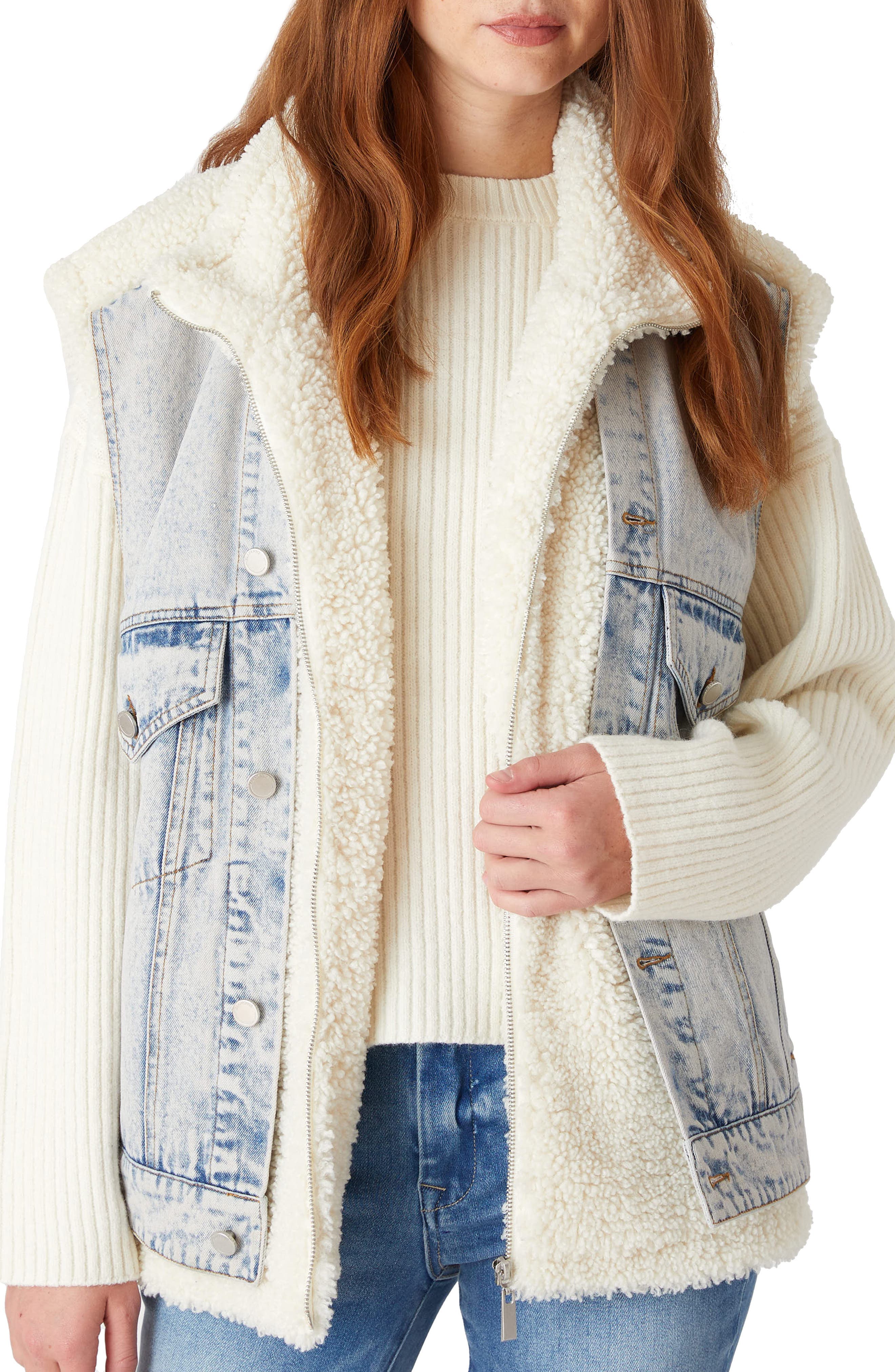 Denim & High Pile Fleece Trucker Vest - image 1