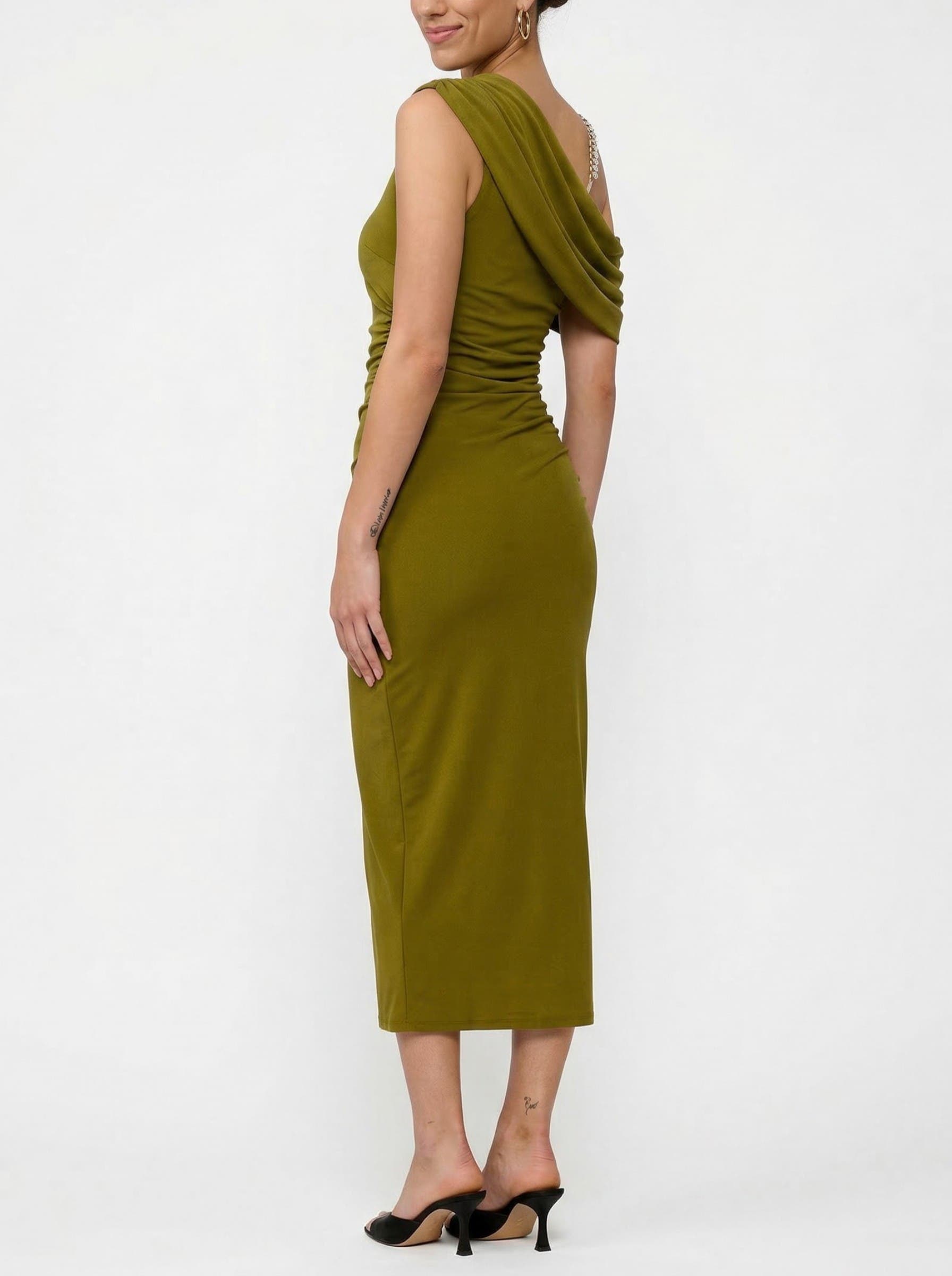 Julez Asymmetrical Drape Midi Dress - image 2