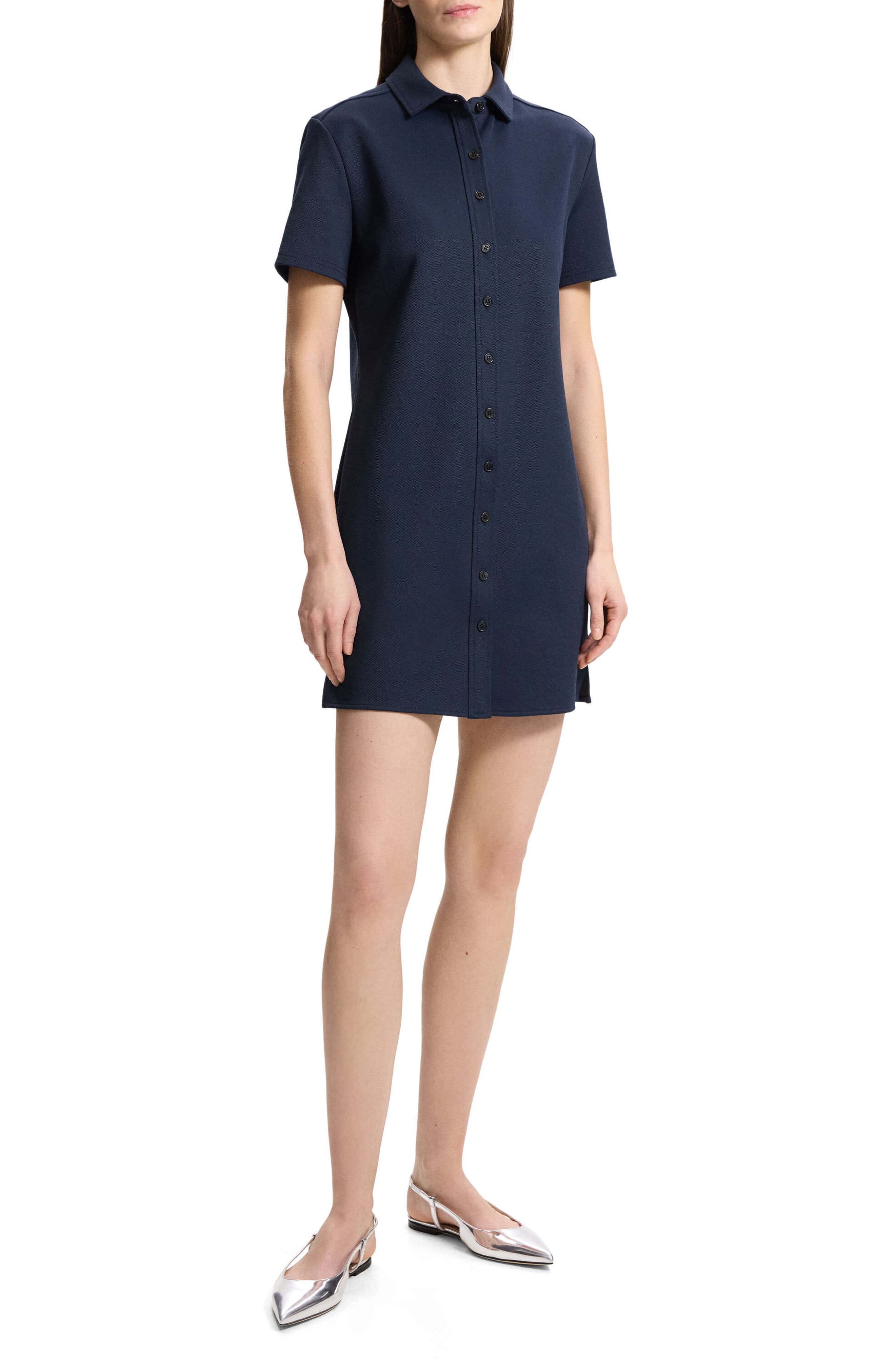Short Sleeve Pique Shirtdress - image 1