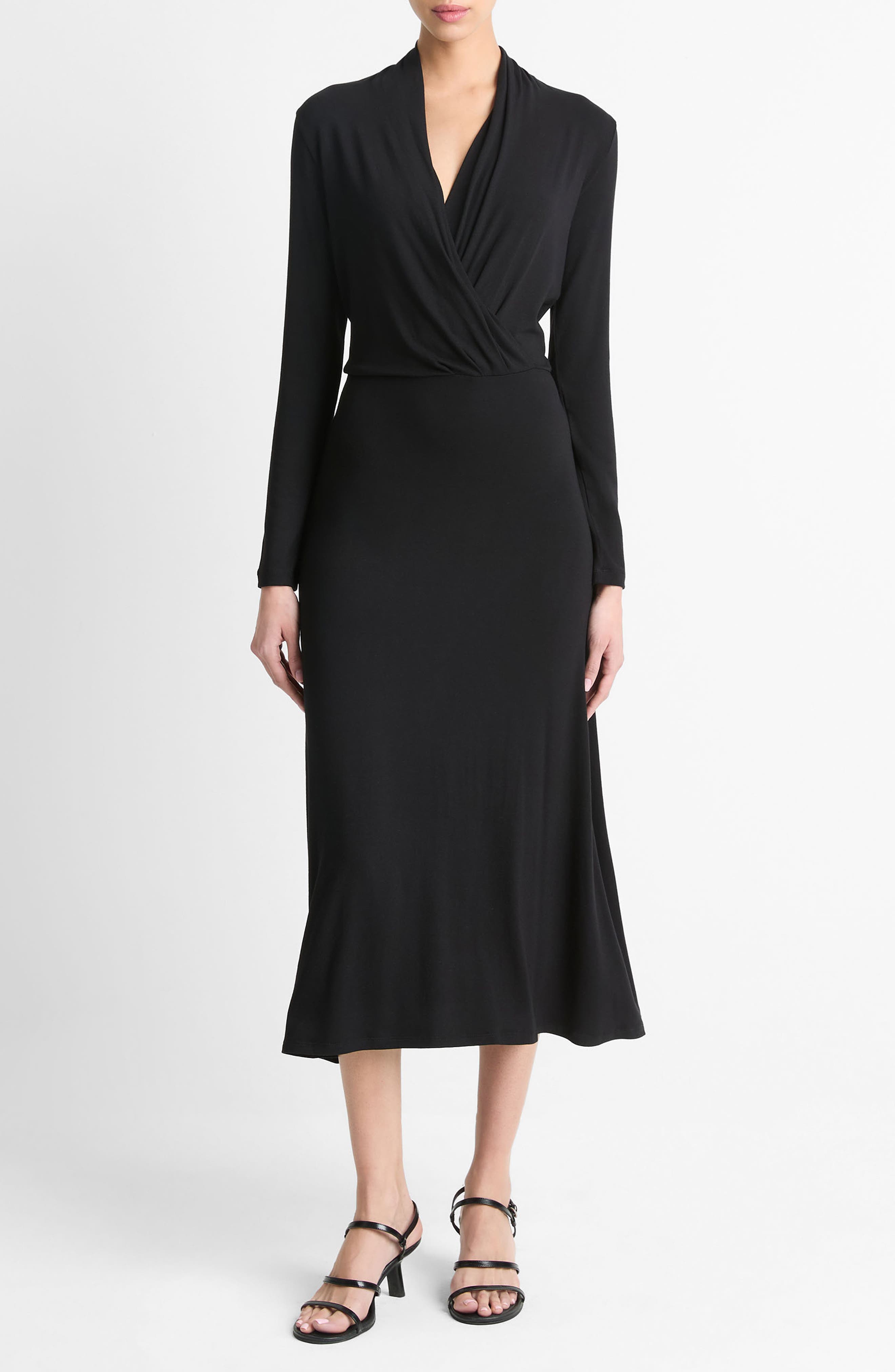 Crossover Long Sleeve Midi Dress - image 1