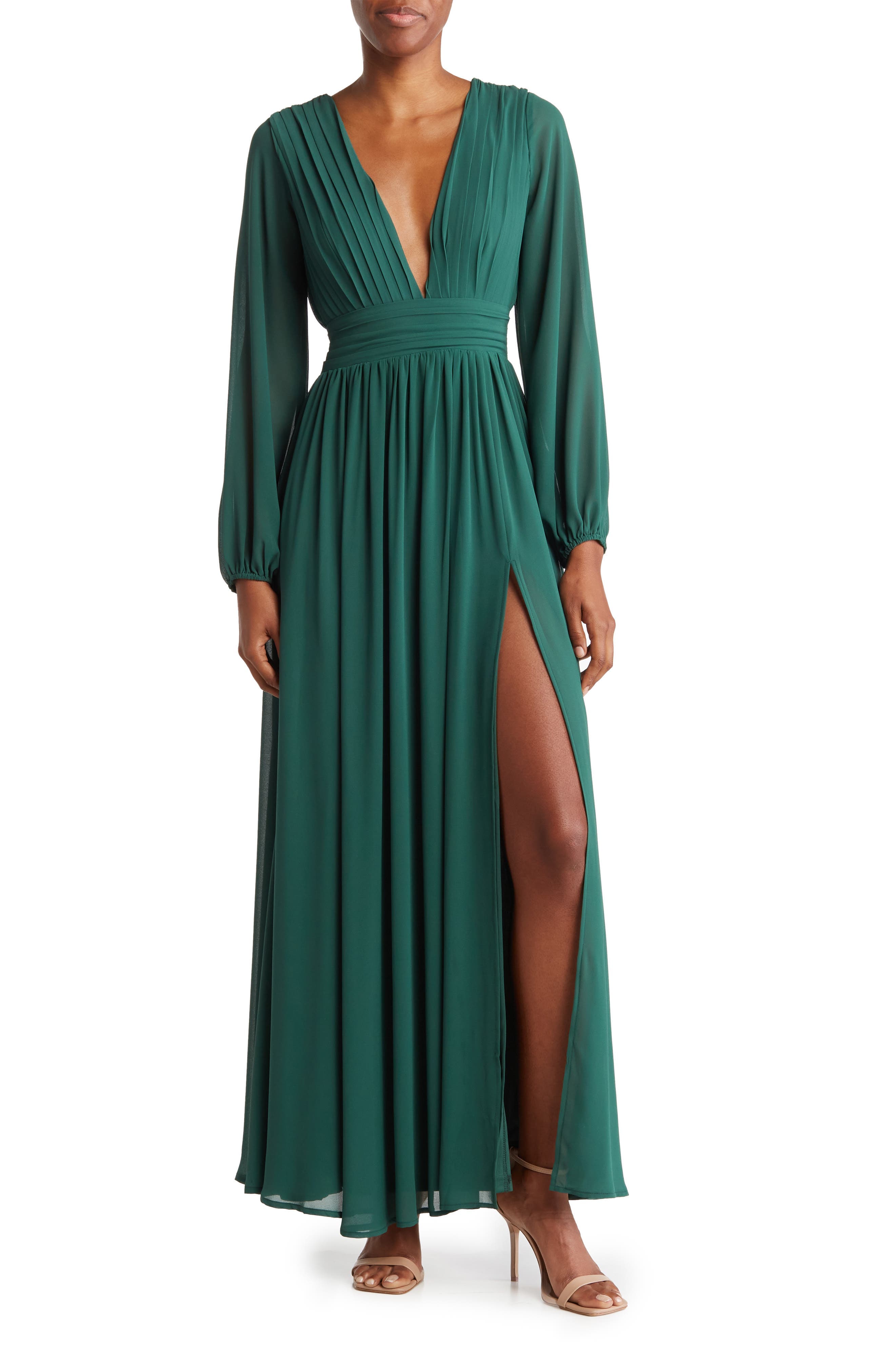Iris Plunge Neck Long Sleeve Maxi Dress - image 5