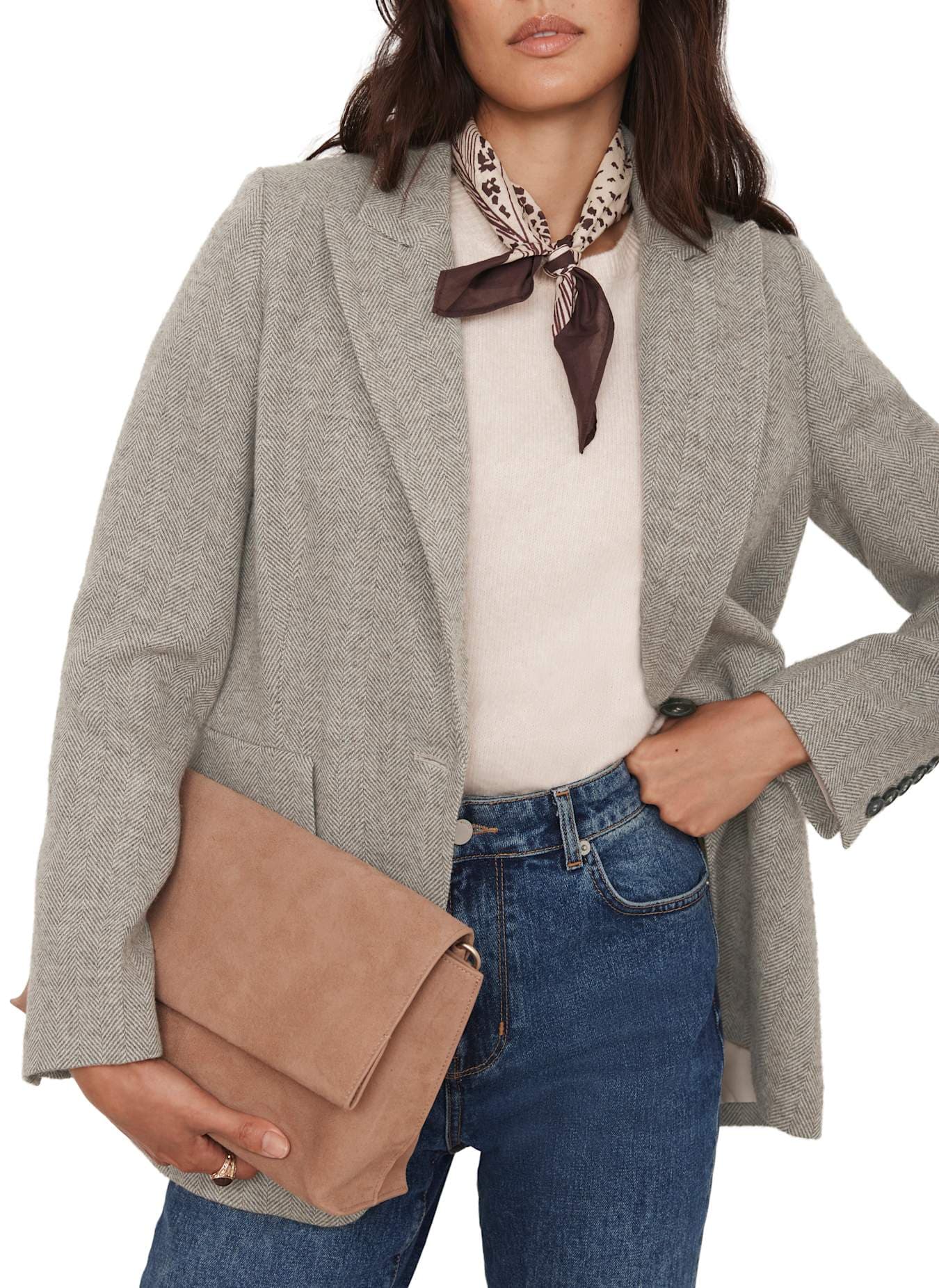Herringbone Single Breasted Blazer - image 1