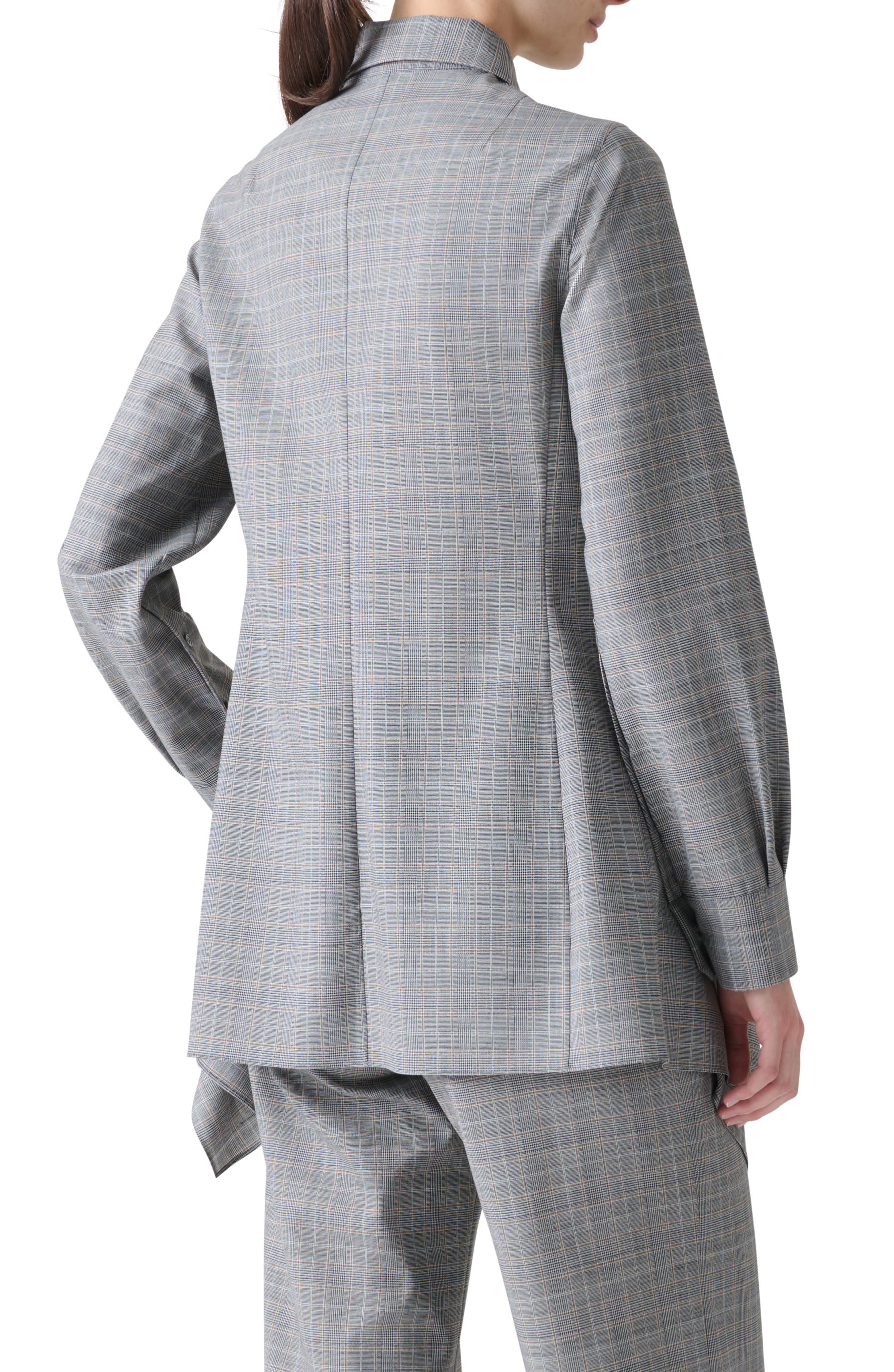 Prince of Wales Plaid Cool Wool Peplum Button-Up Shirt - image 2