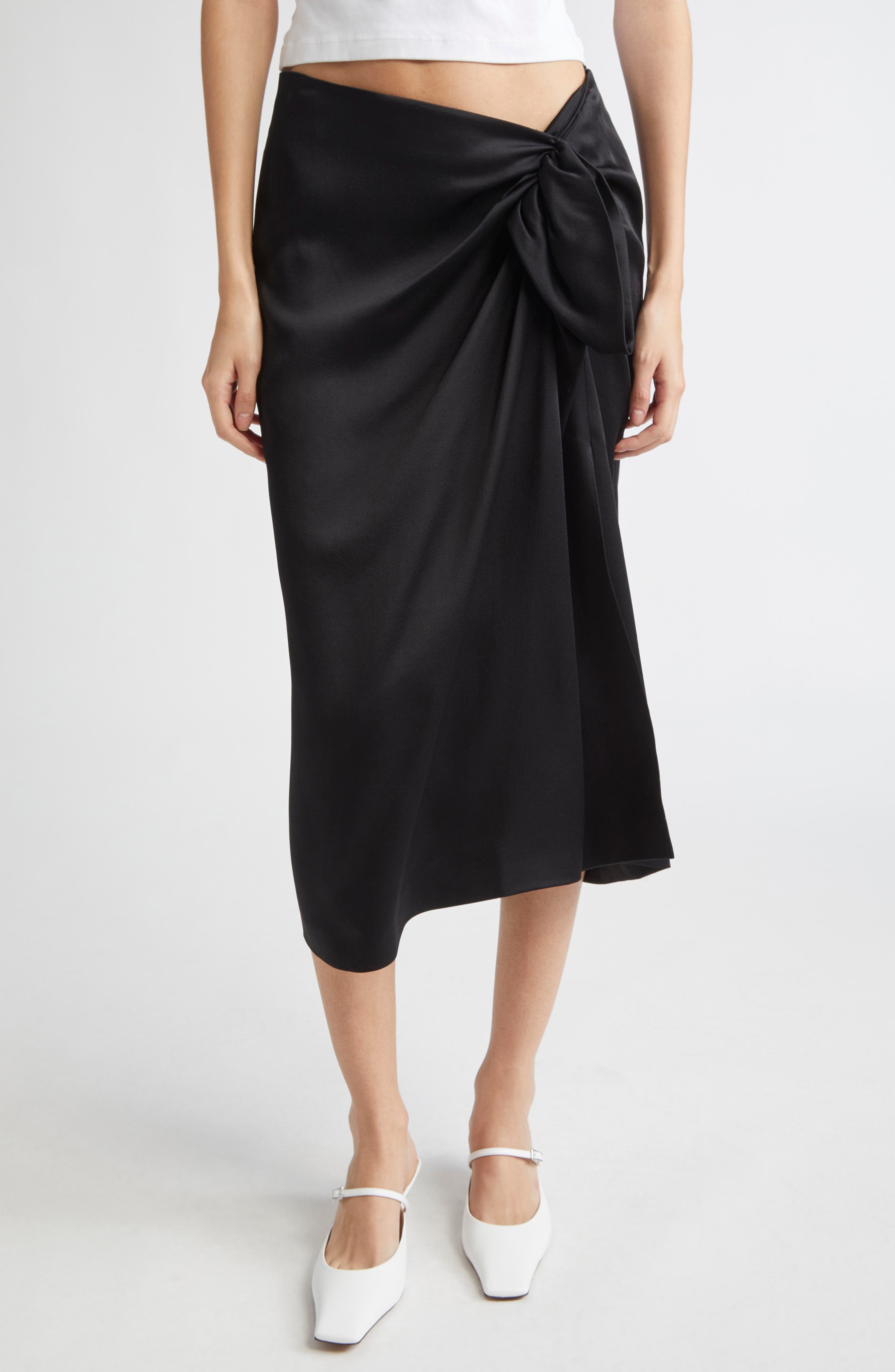 Tie Front Satin Skirt - image 1