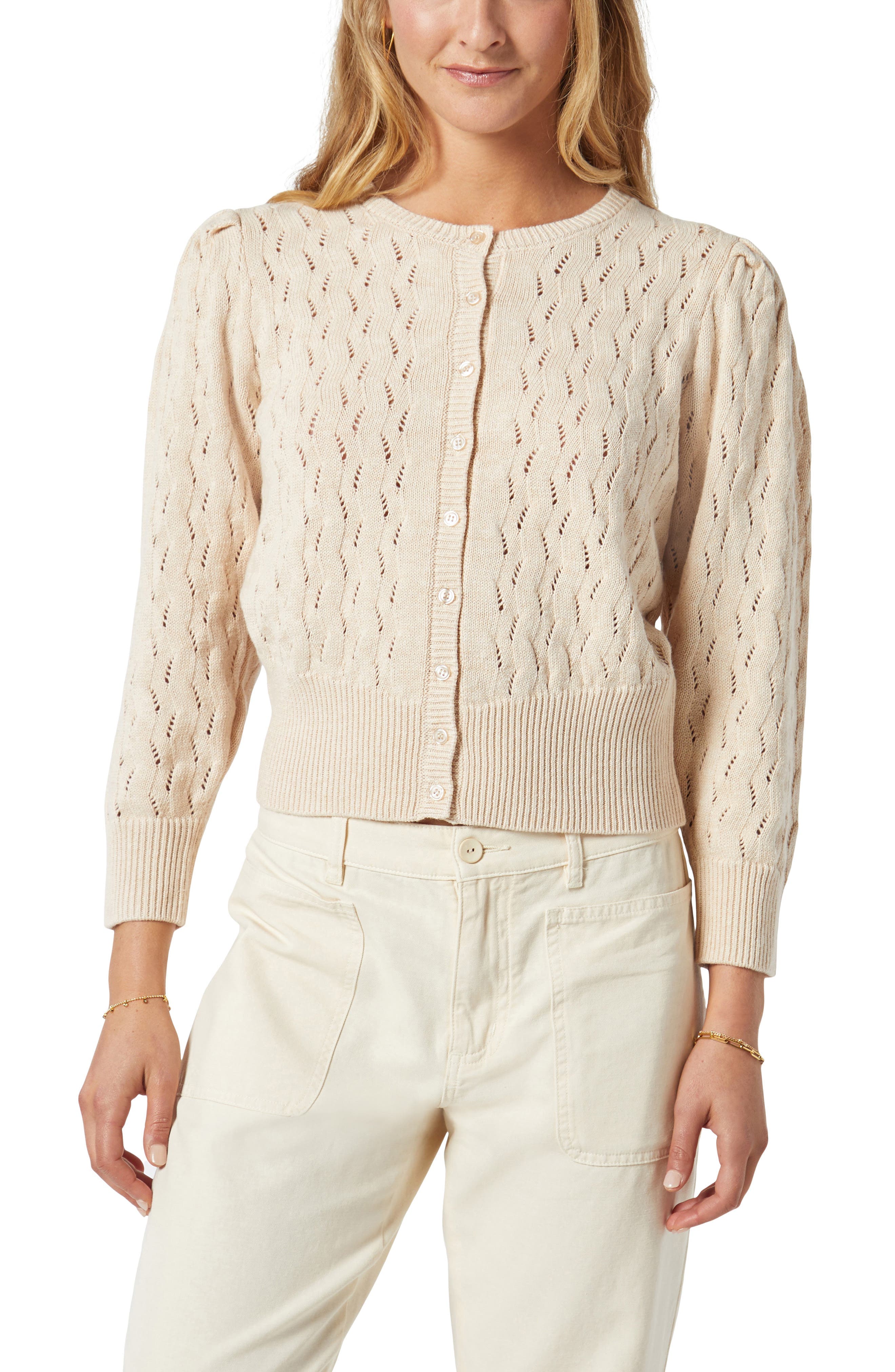 Wilsale Pointelle Cotton & Linen Cardigan - image 1