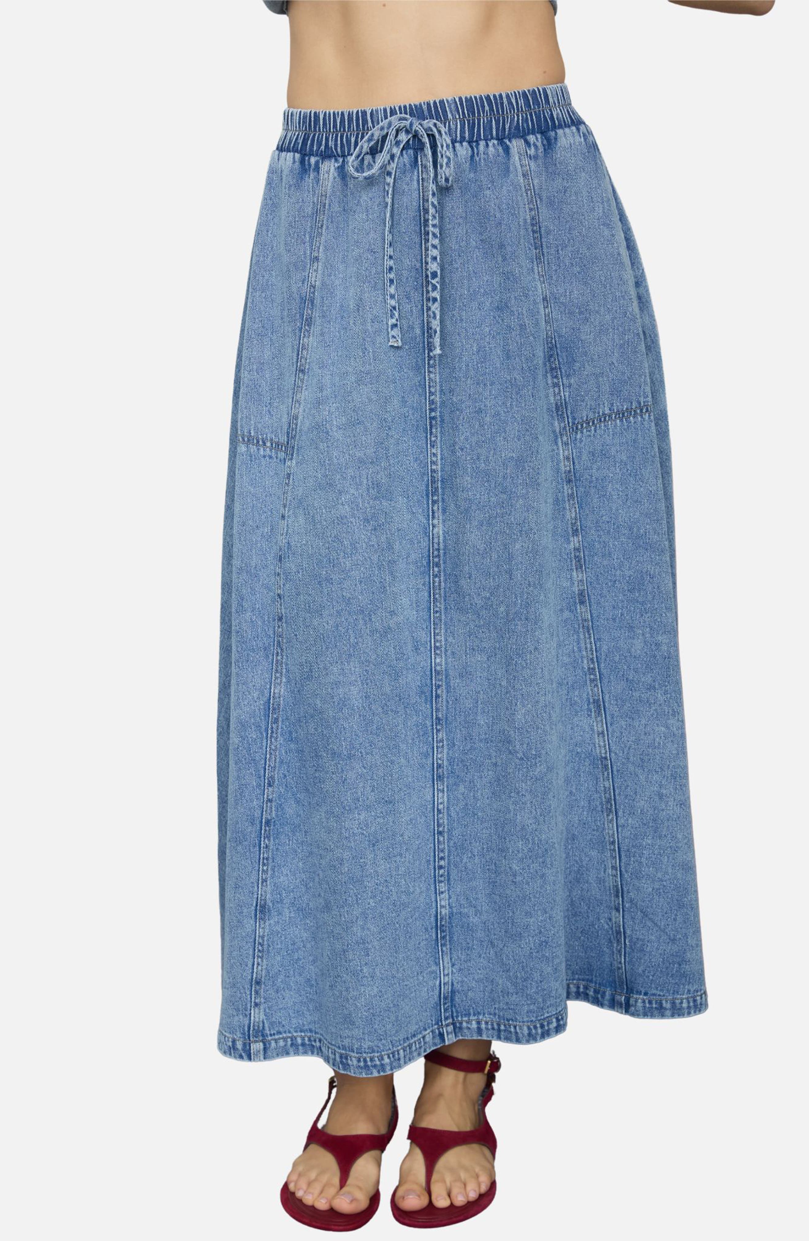 Denim Maxi Skirt - image 1