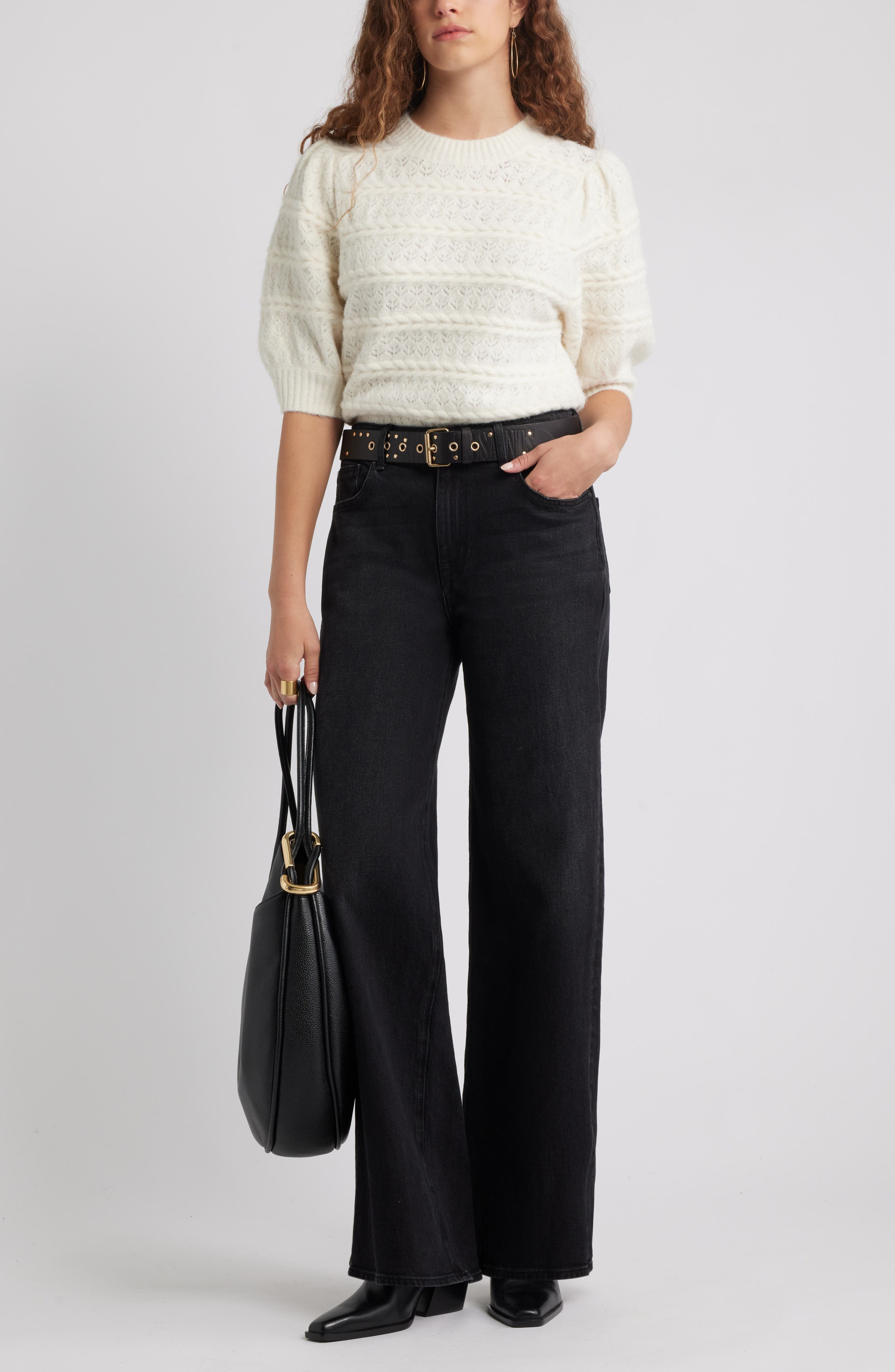 Puff Sleeve Cable Knit Sweater - image 4