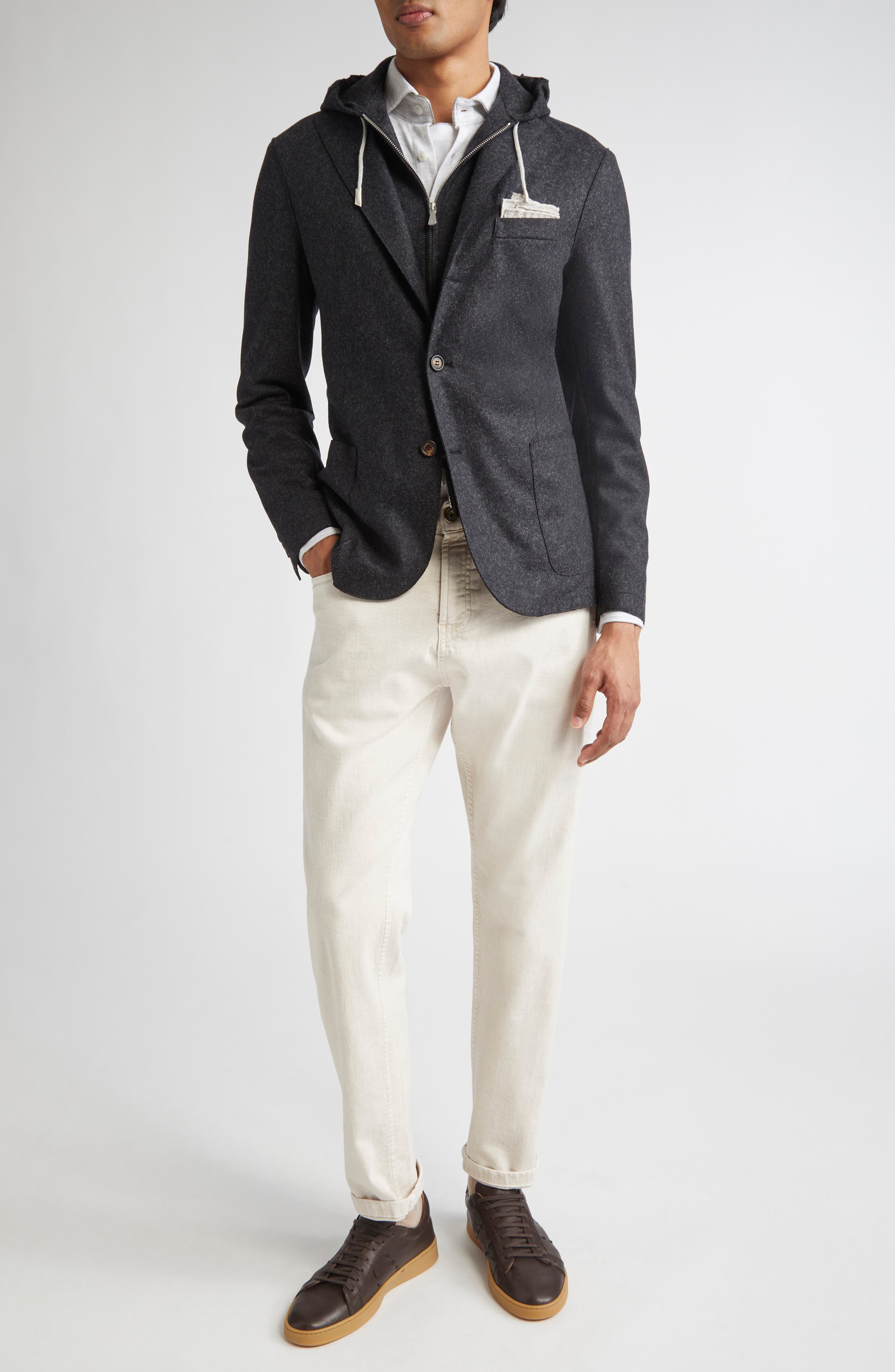 Single Breasted Wool Blend Sport Coat with Removable Hooded Bib - image 2