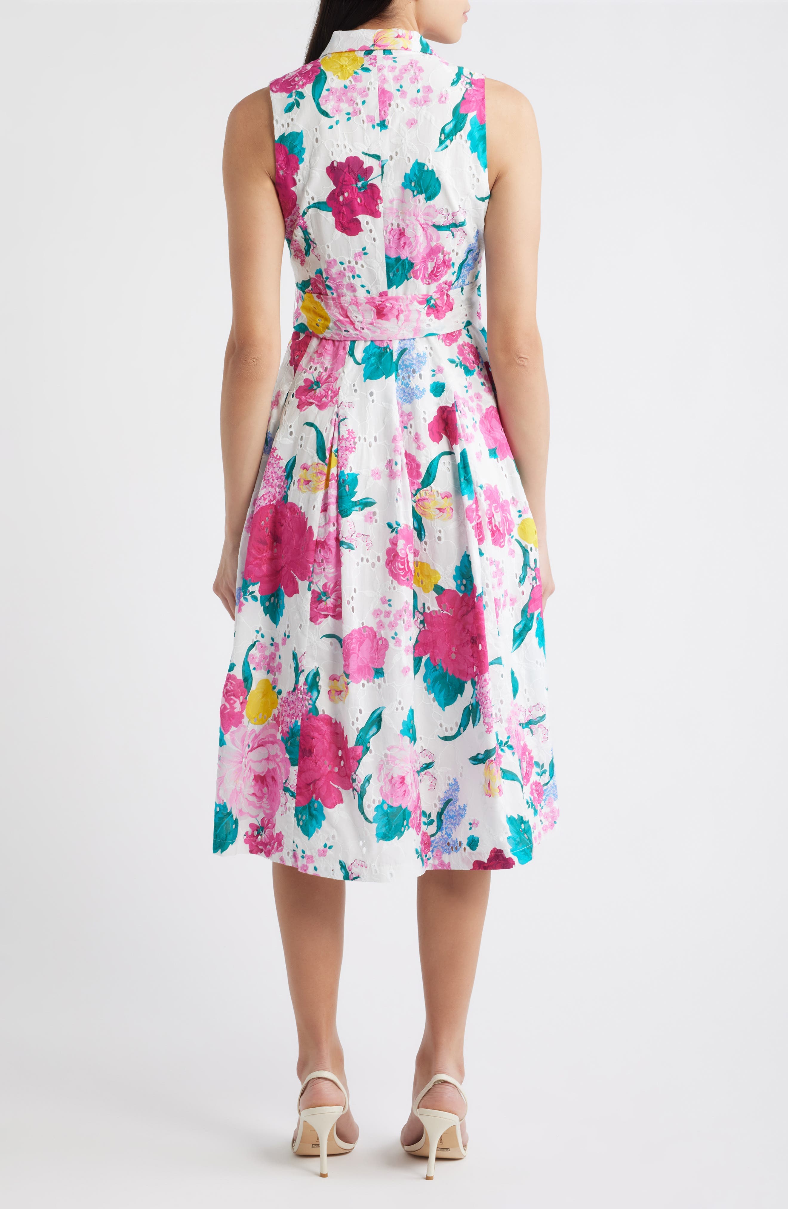 Floral Print Eyelet Midi Wrap Dress - image 2