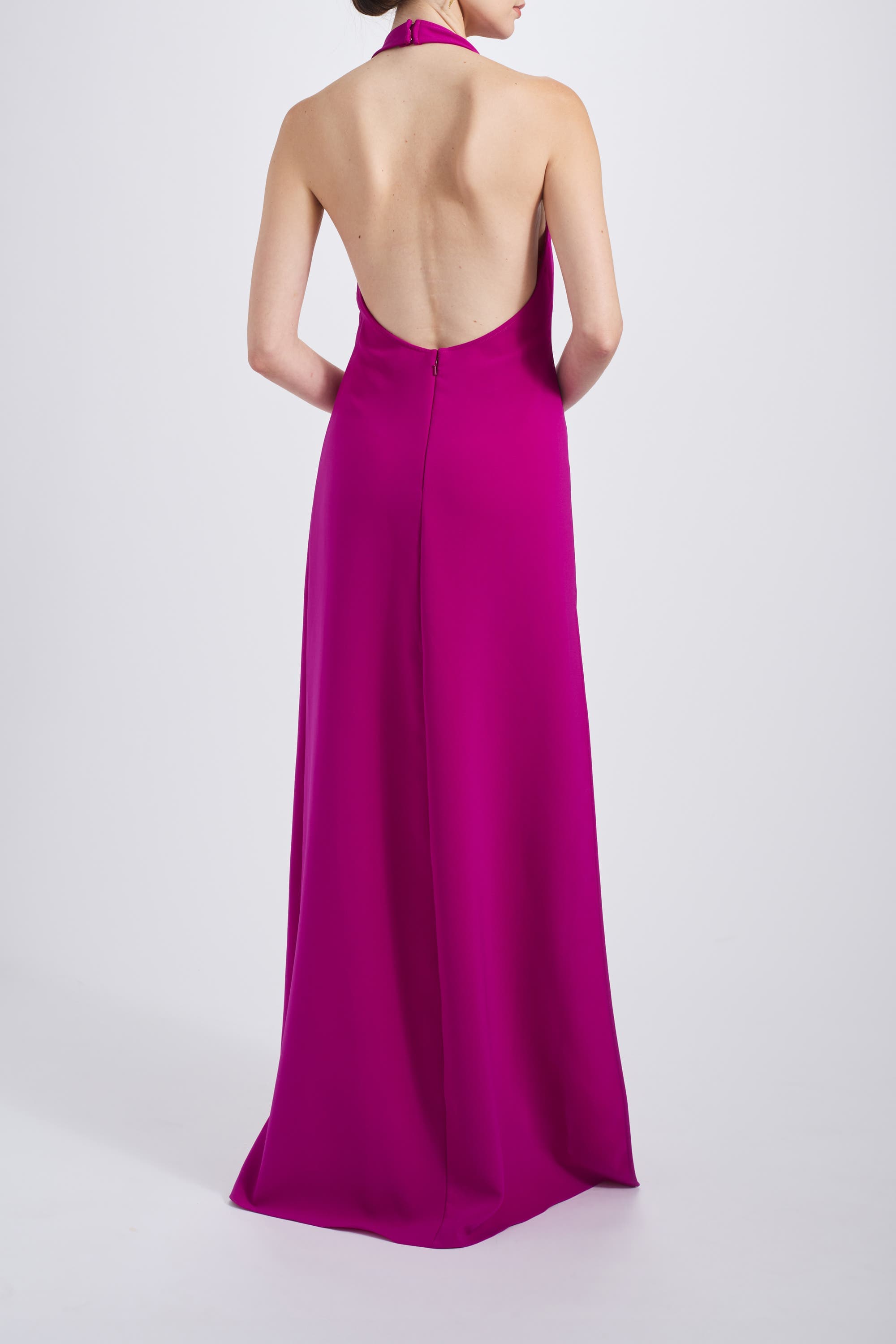 Italian Stretch Crepe Halter Dress - image 3