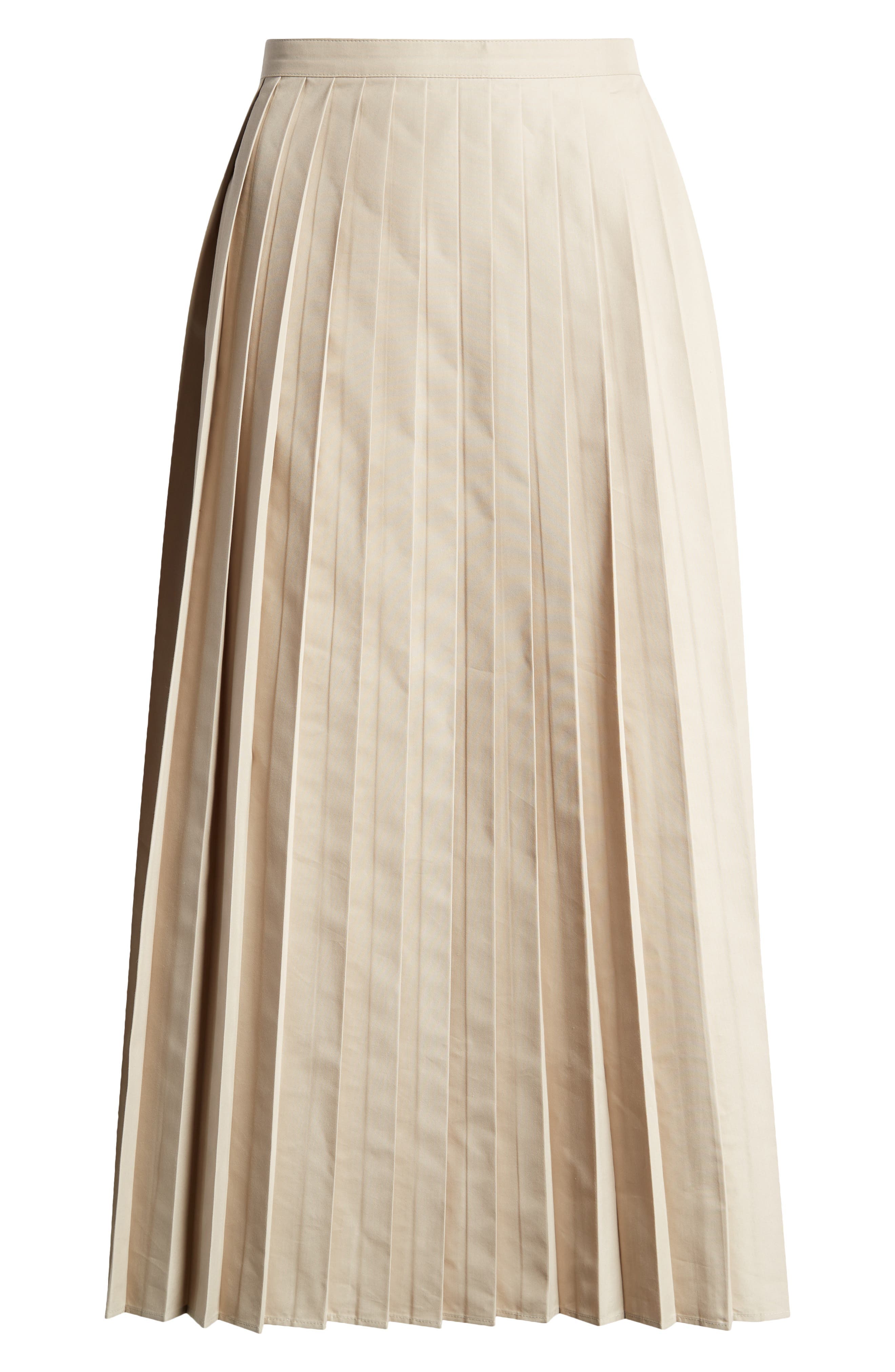 Pleated Poplin Midi Skirt