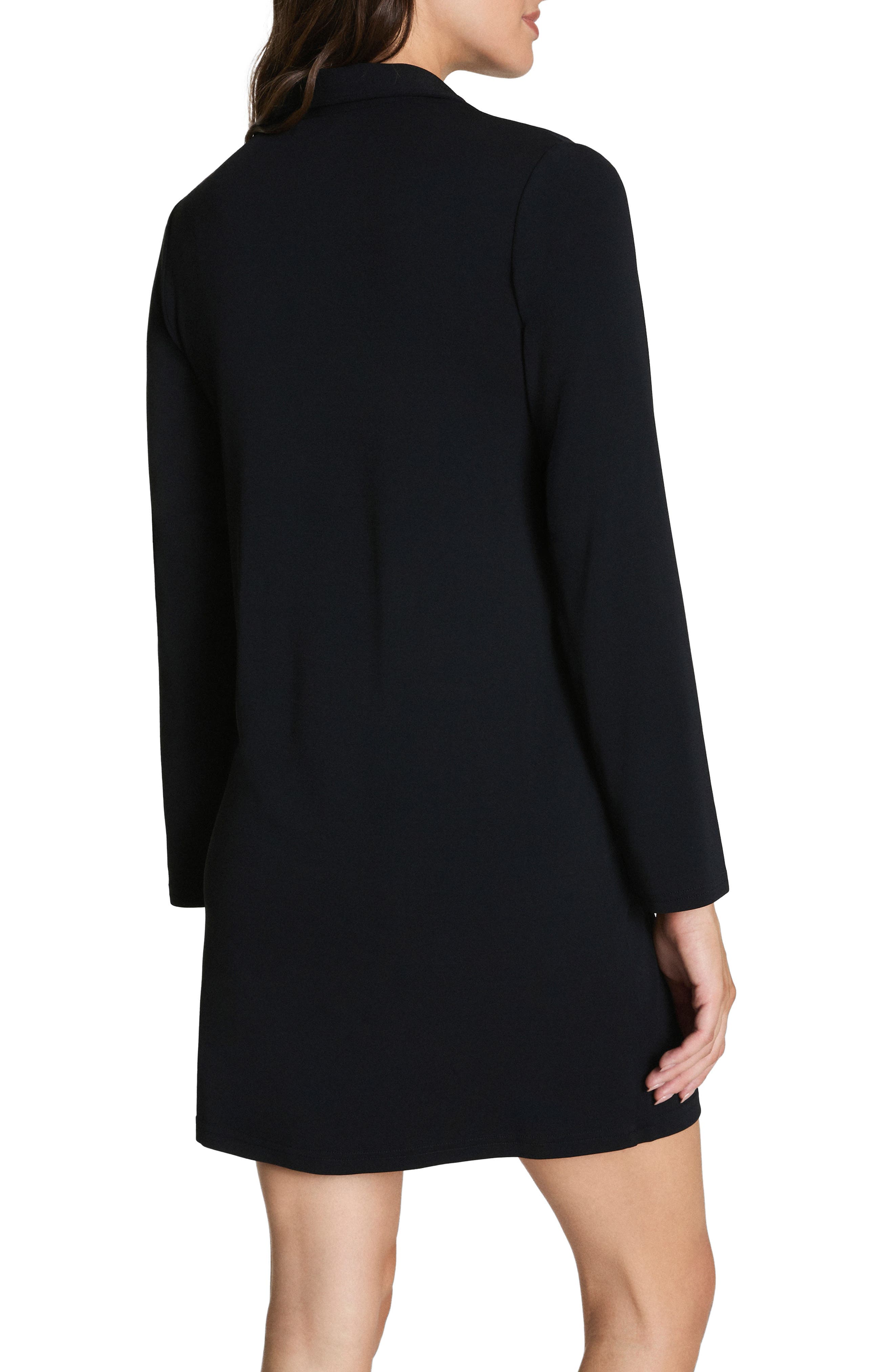 Long Sleeve Sleek Jersey Mini Shirtdress - image 2