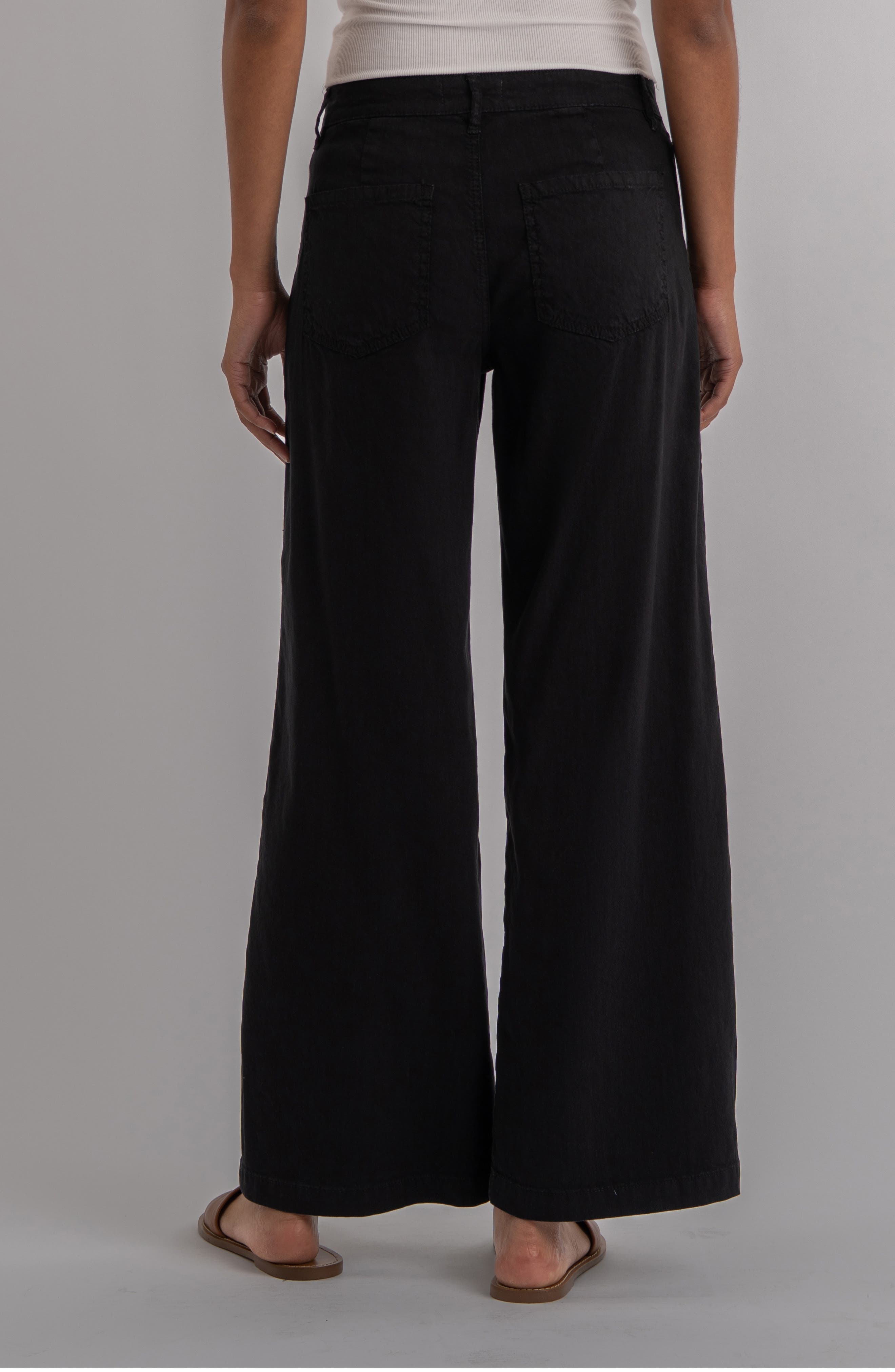 Meg Patch Pocket High Waist Wide Leg Linen Blend Pants - image 2