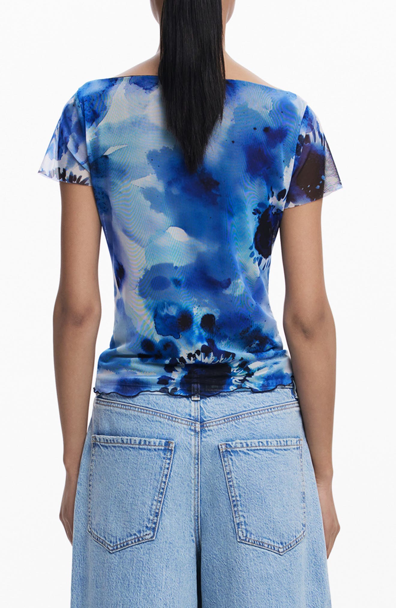 Boat Neck Mesh T-Shirt - image 2