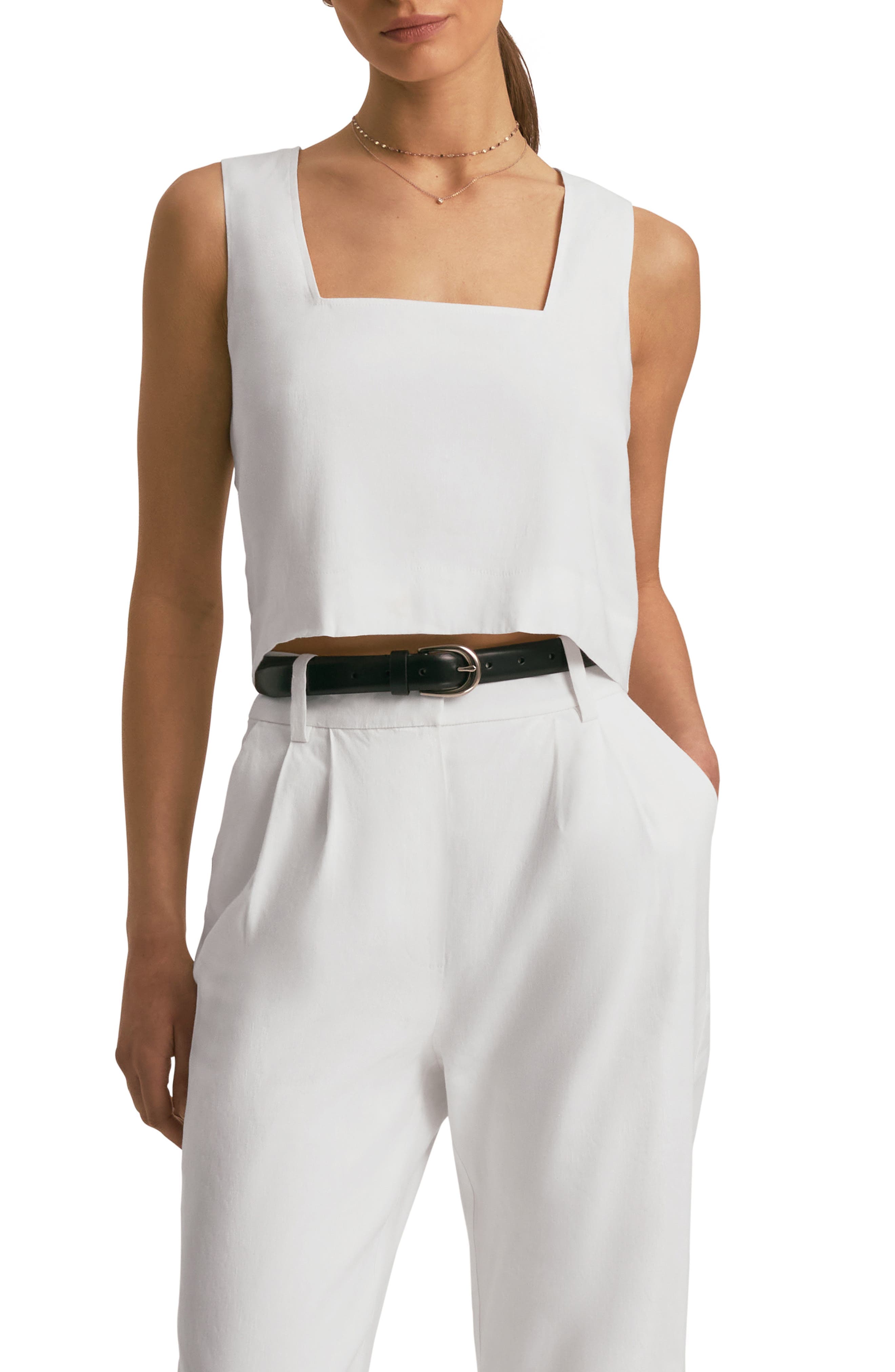 The Abby Linen Blend Square Neck Crop Shell - image 1