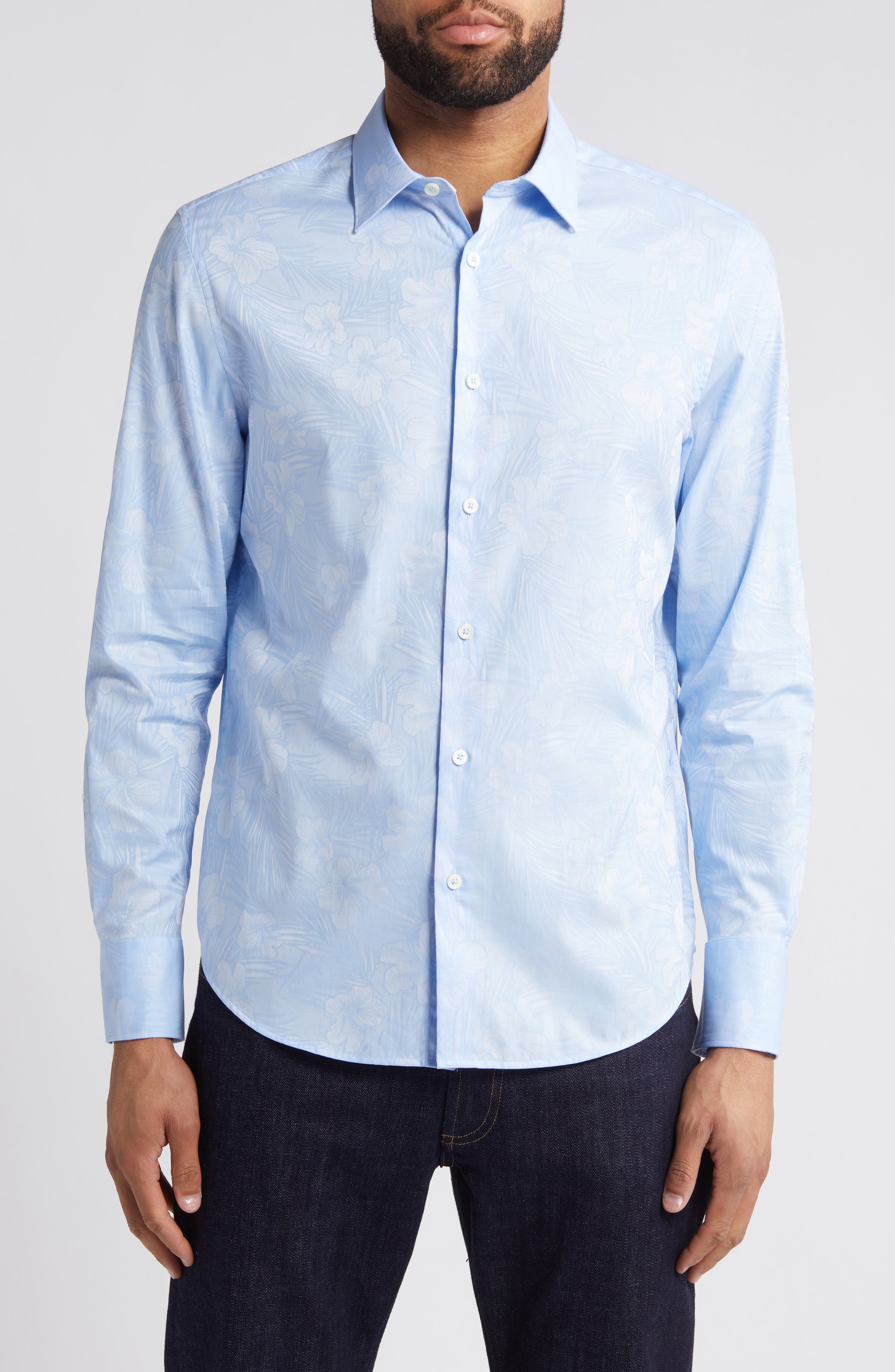Julian Shaped Fit Print Button-Up Shirt - image 1