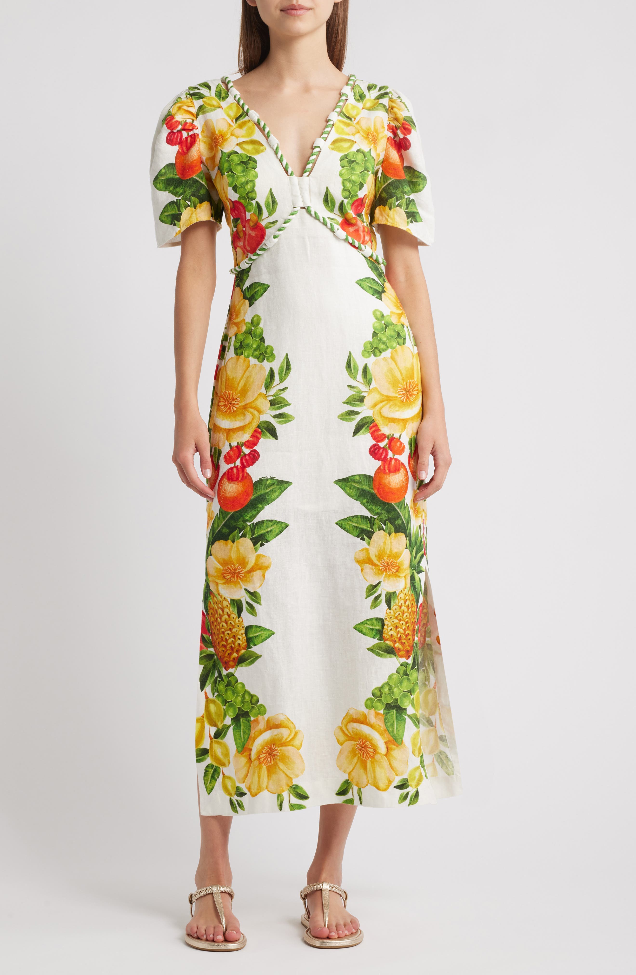 Picnic Flowers Linen Maxi Dress - image 1