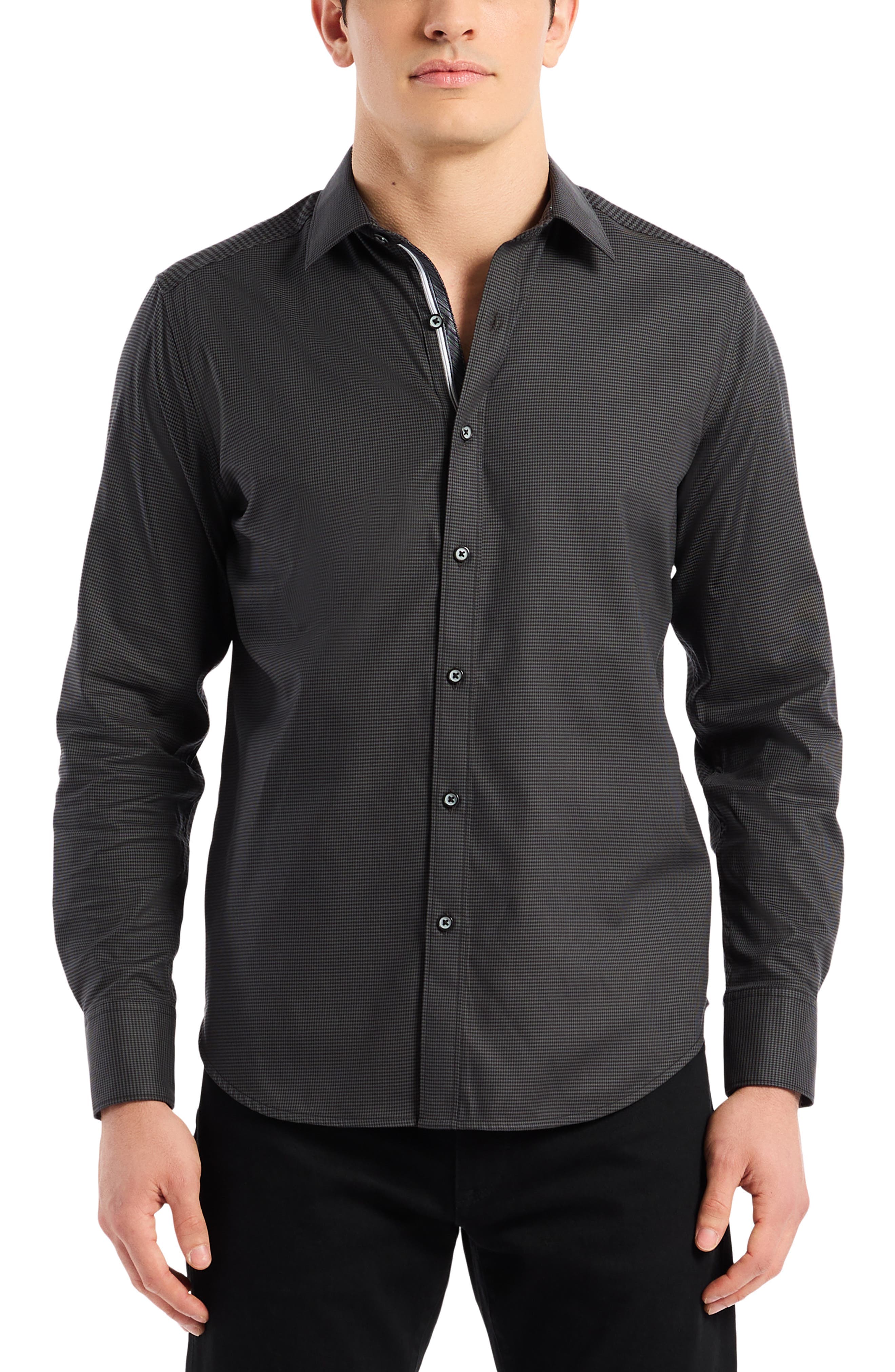 Kenmare Long Sleeve Stretch Cotton Button-Up Shirt - image 1