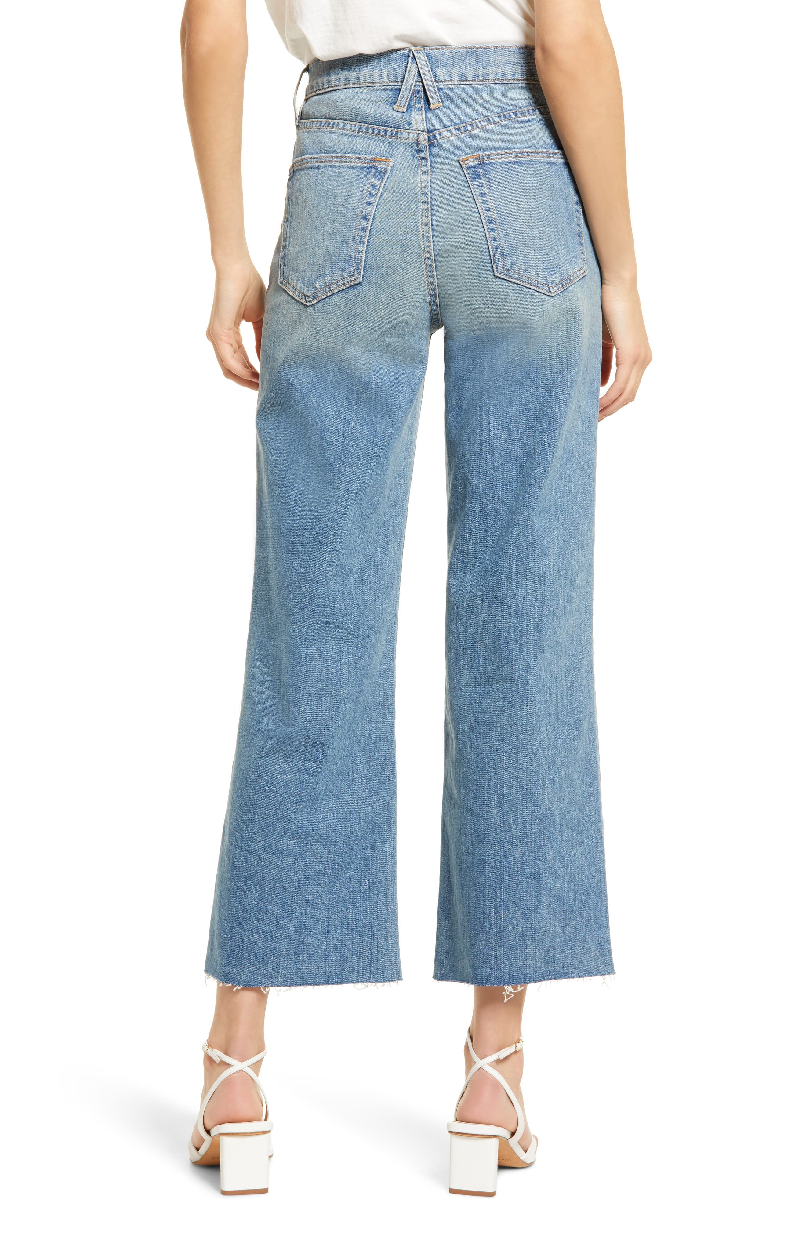 Grace High Waist Raw Hem Crop Wide Leg Jeans - image 2