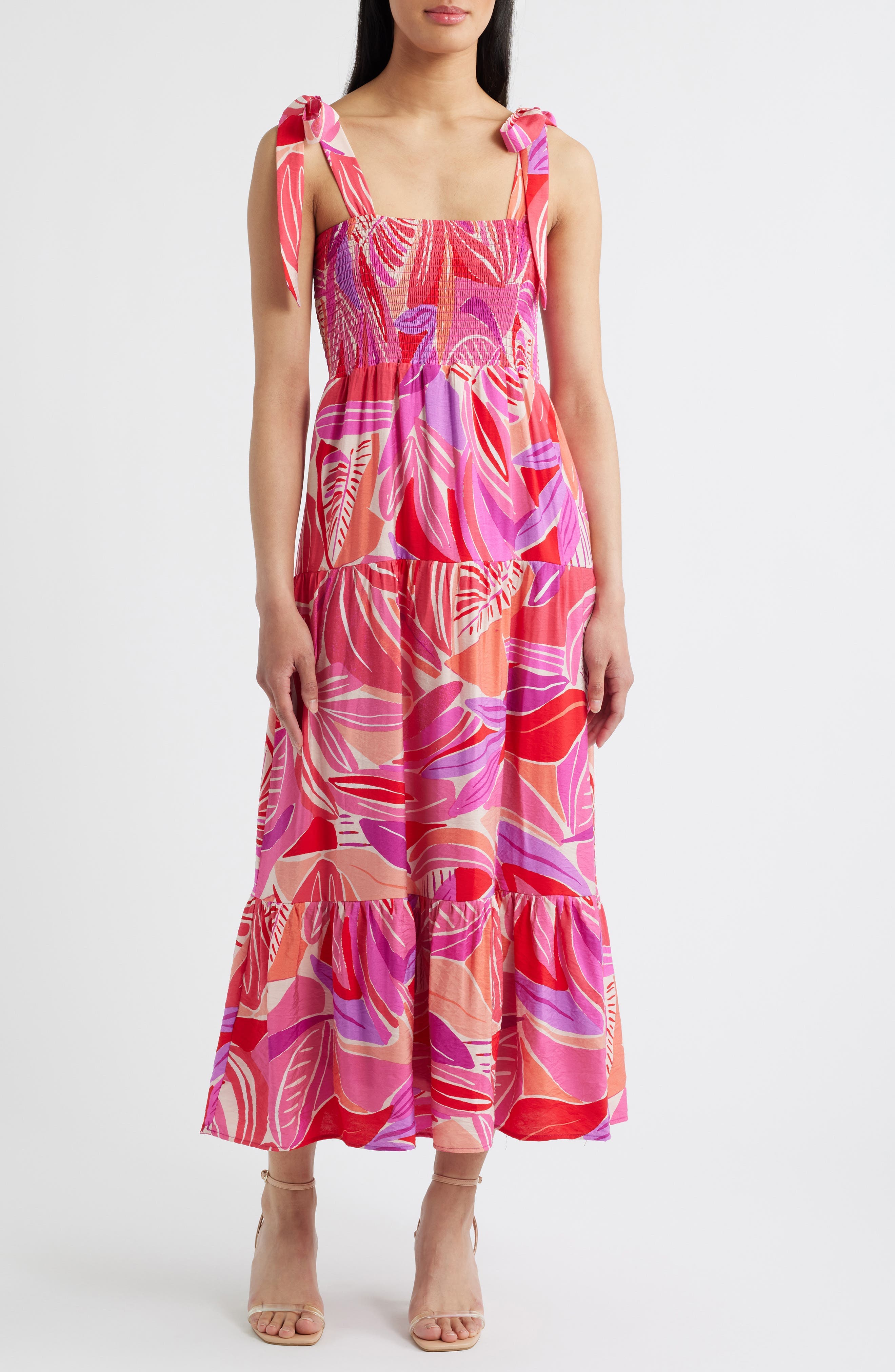 Henri Palm Royal Smocked Maxi Sundress - image 1