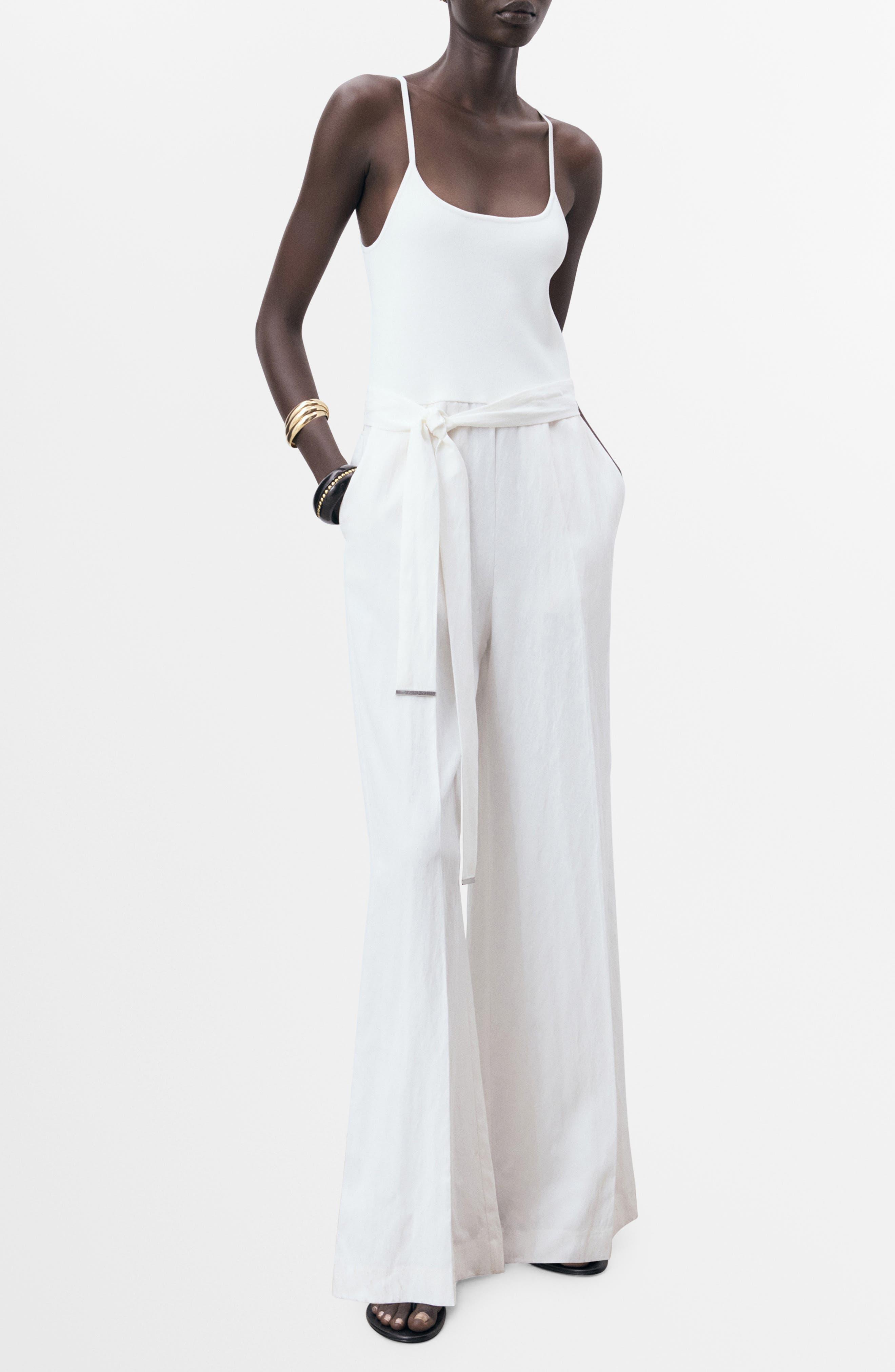 Tie Waist Wide Leg Jumpsuit - image 1