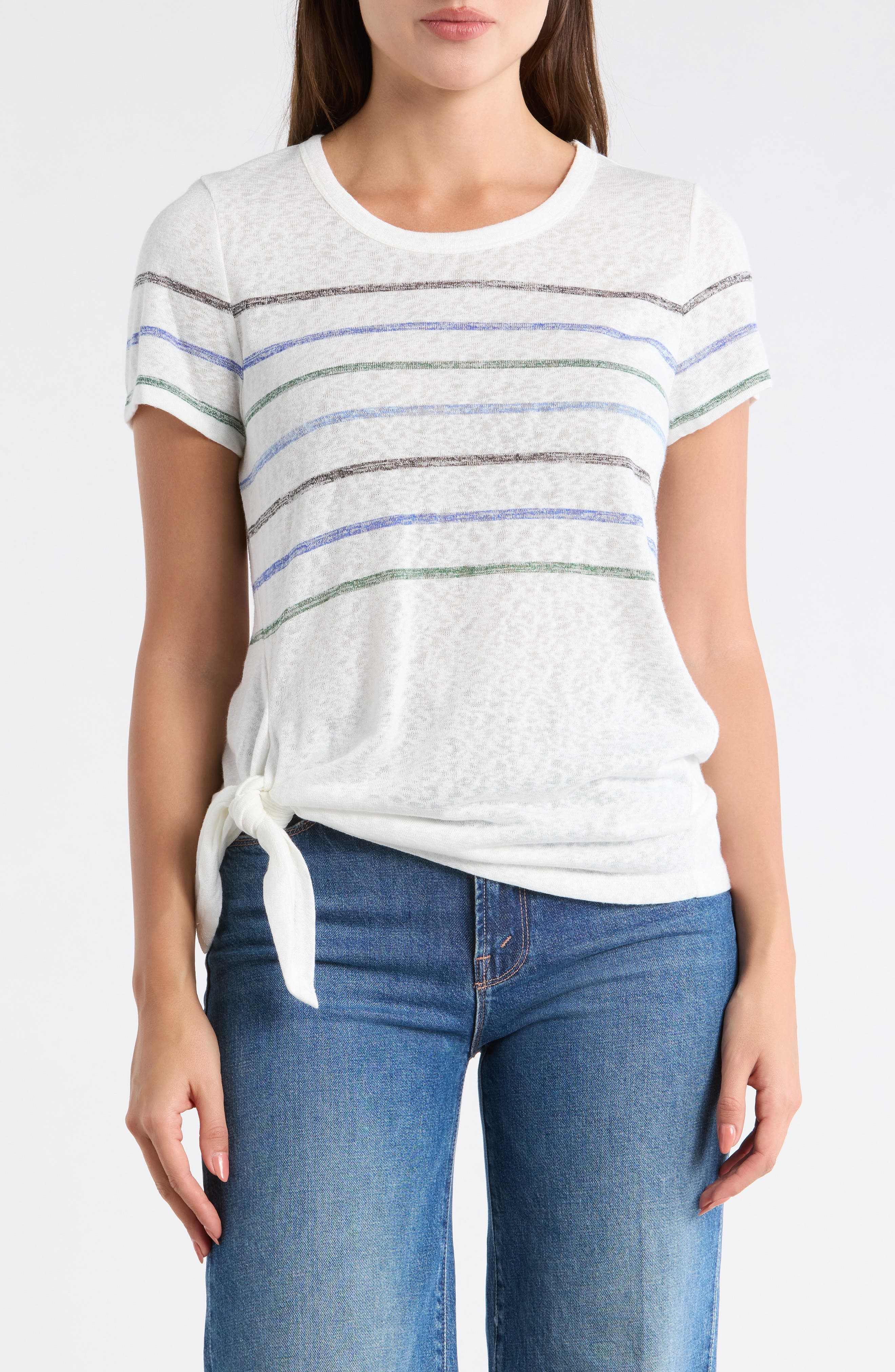 Stripe Side Tie T-Shirt - image 1