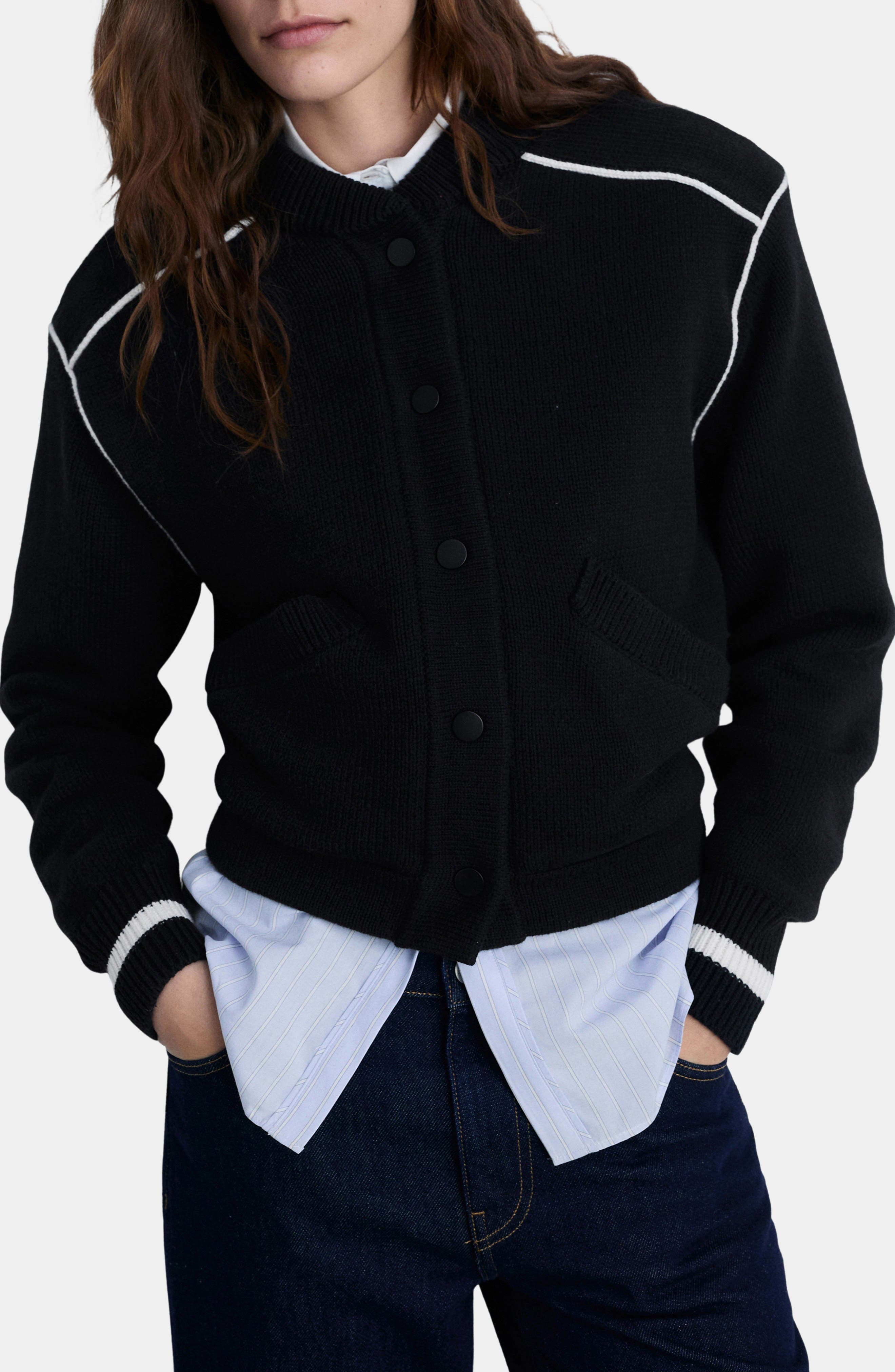 Cotton Blend Knit Bomber Jacket - image 1