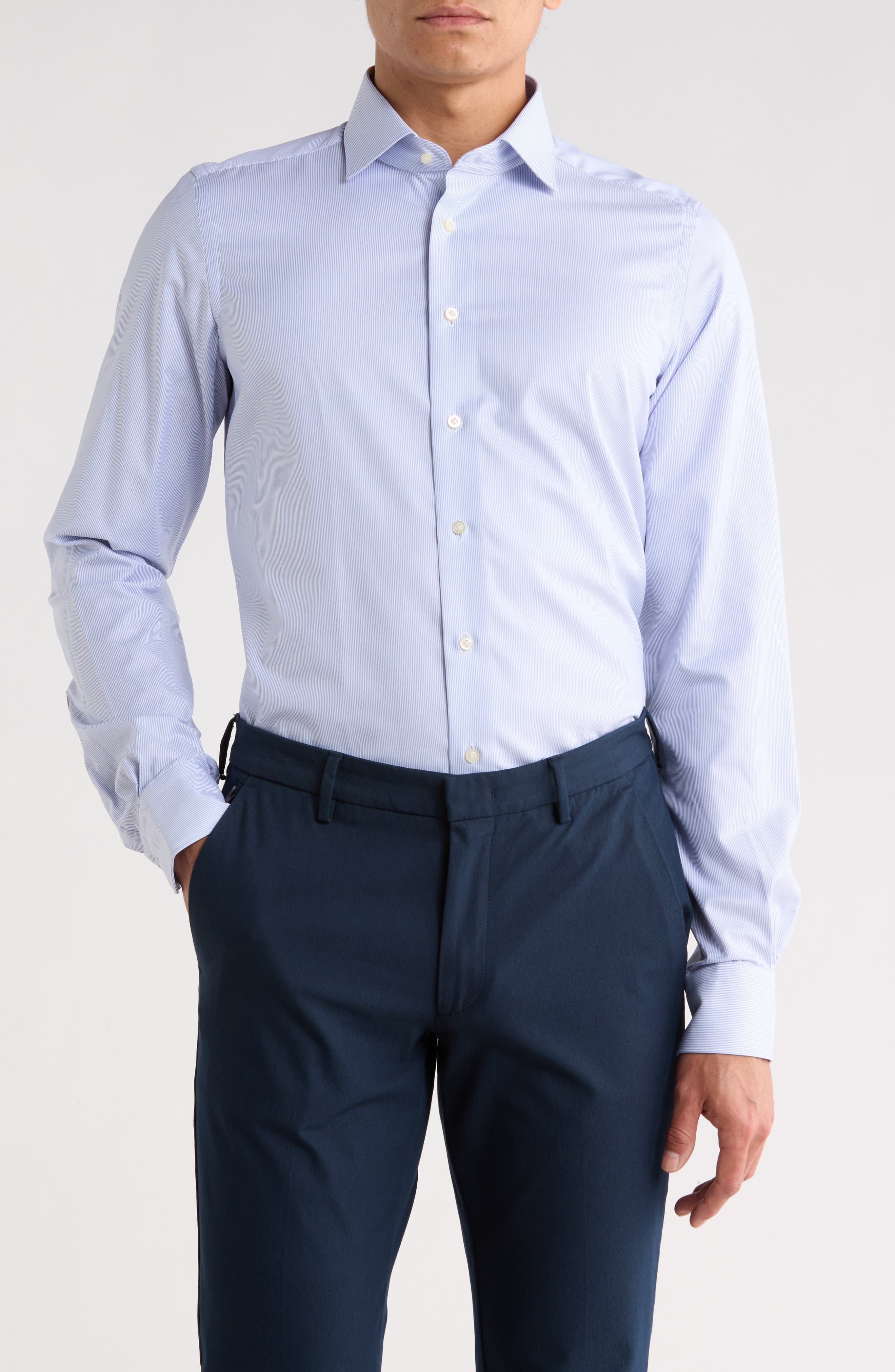 Traveller Stripe Modern Fit Dress Shirt - image 1