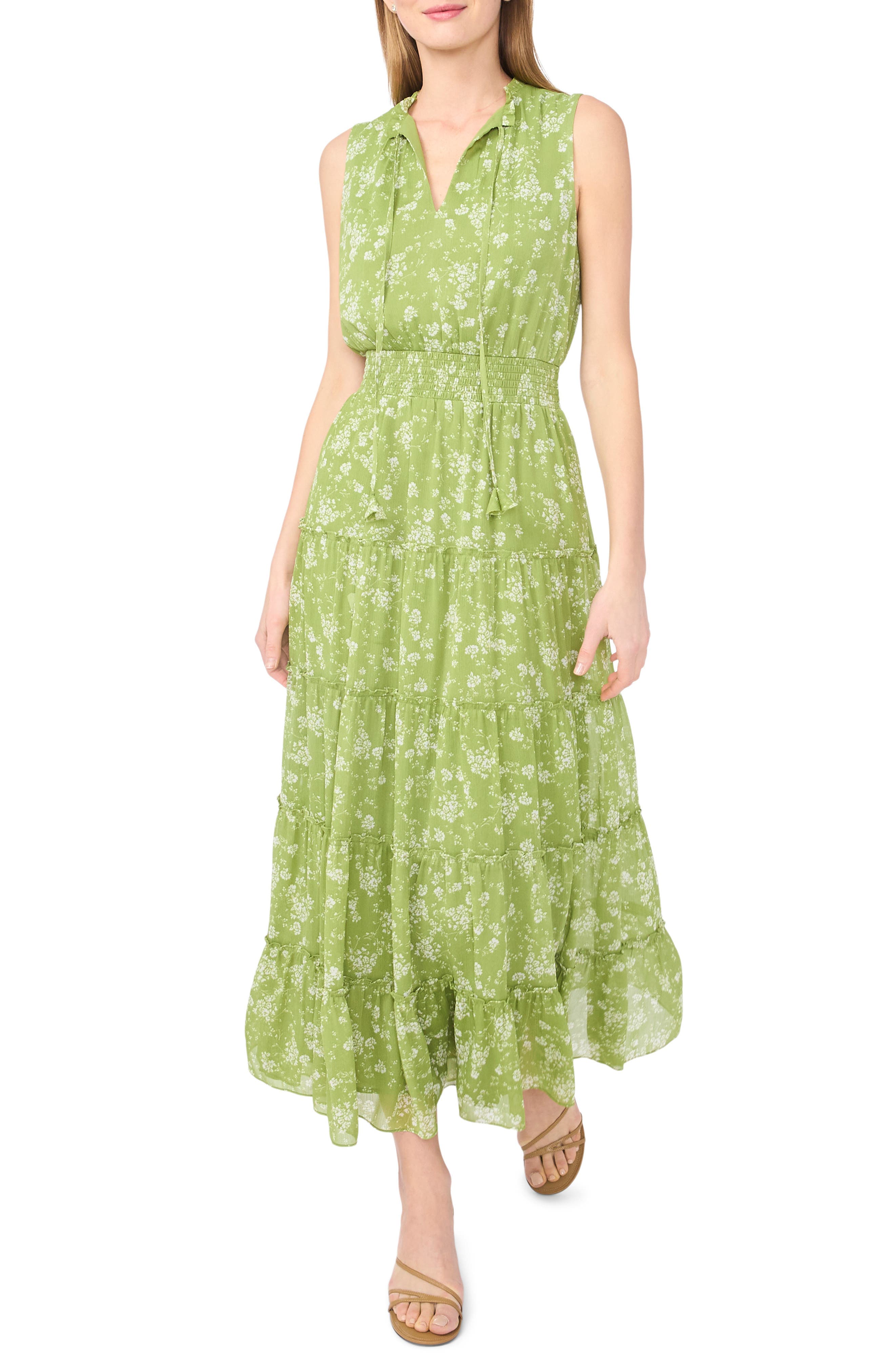 Sleeveless Tie Neck Tiered Maxi Dress - image 1