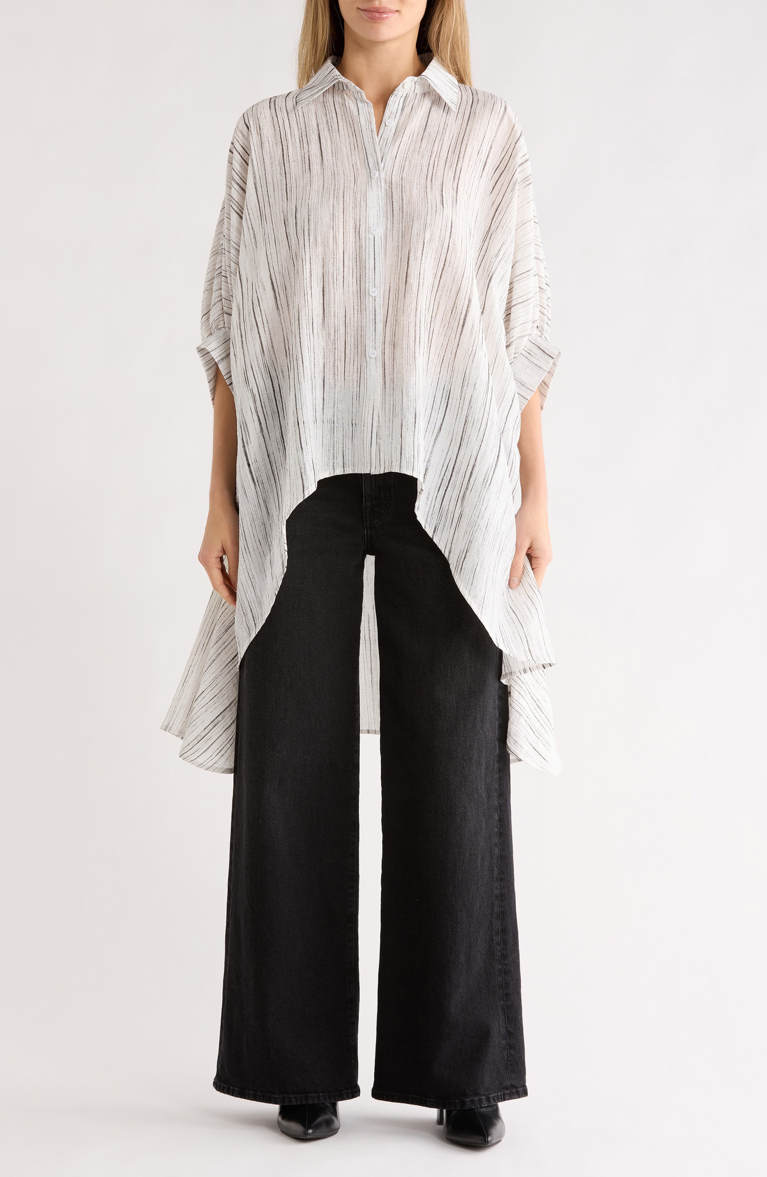 Oversize High/Low Button-Up Shirt - image 1