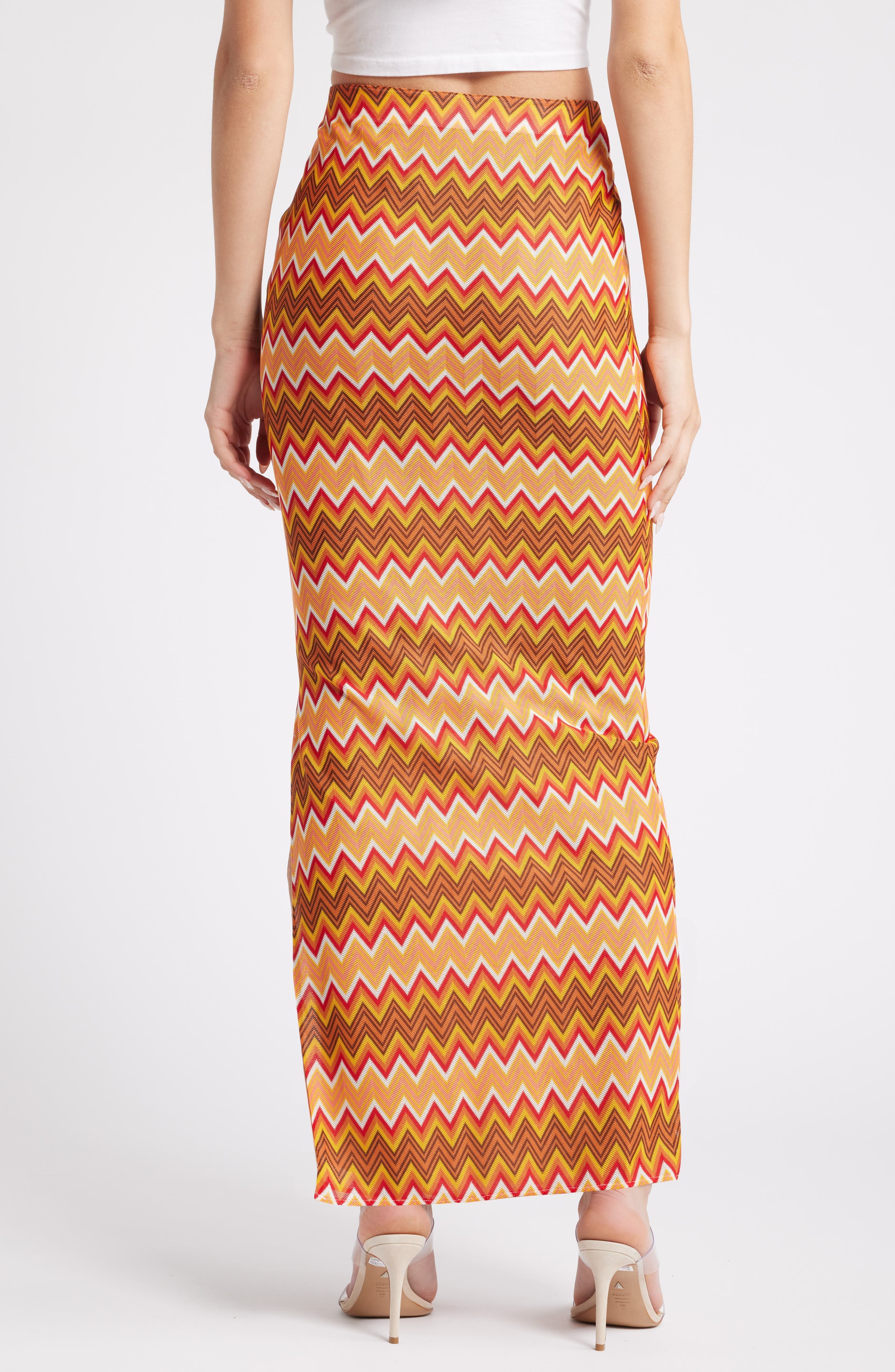 Chevron Stripe Mesh Maxi Skirt - image 2