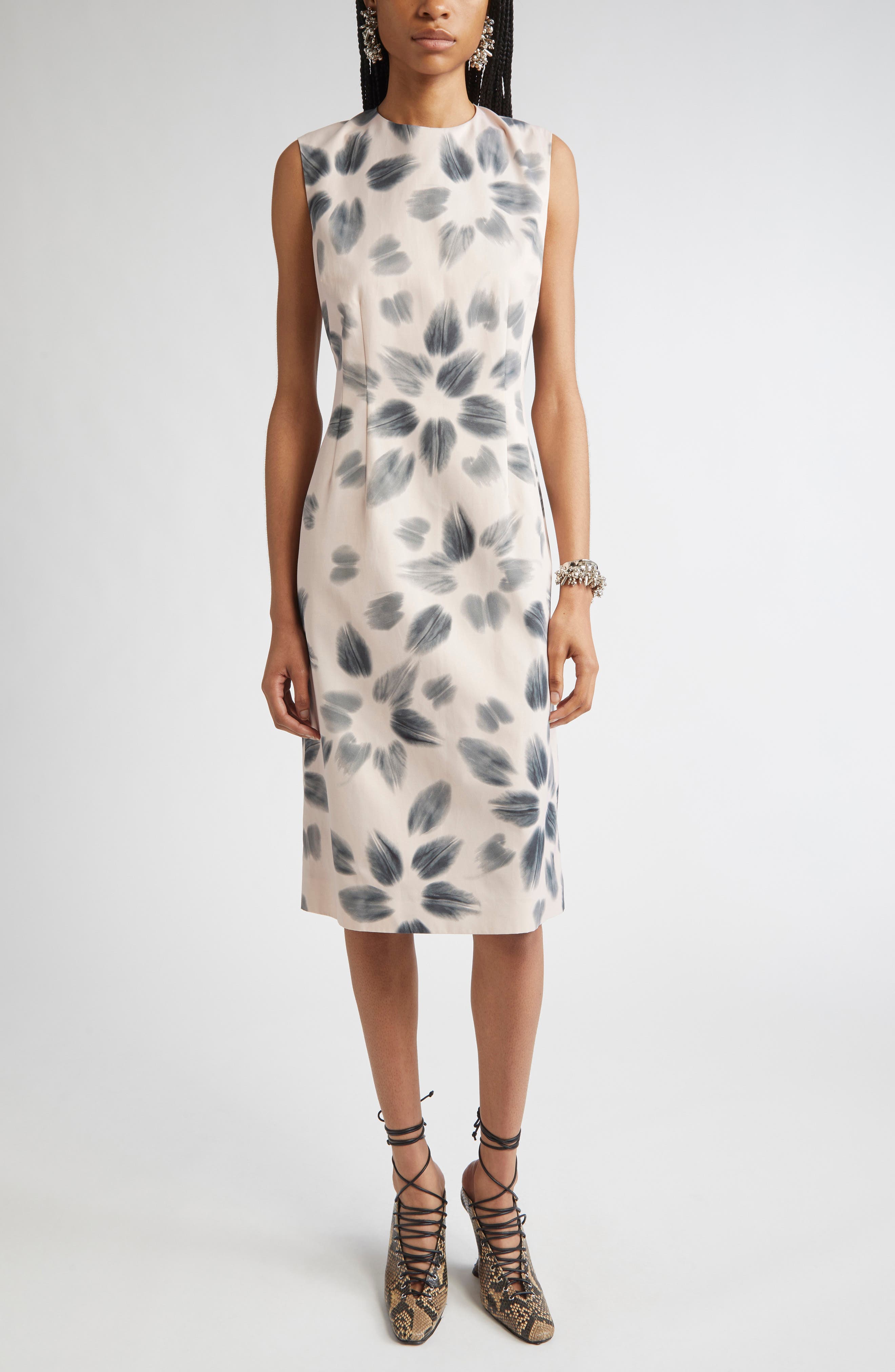 Delavina Orchid Petal Print Sheath Dress - image 1