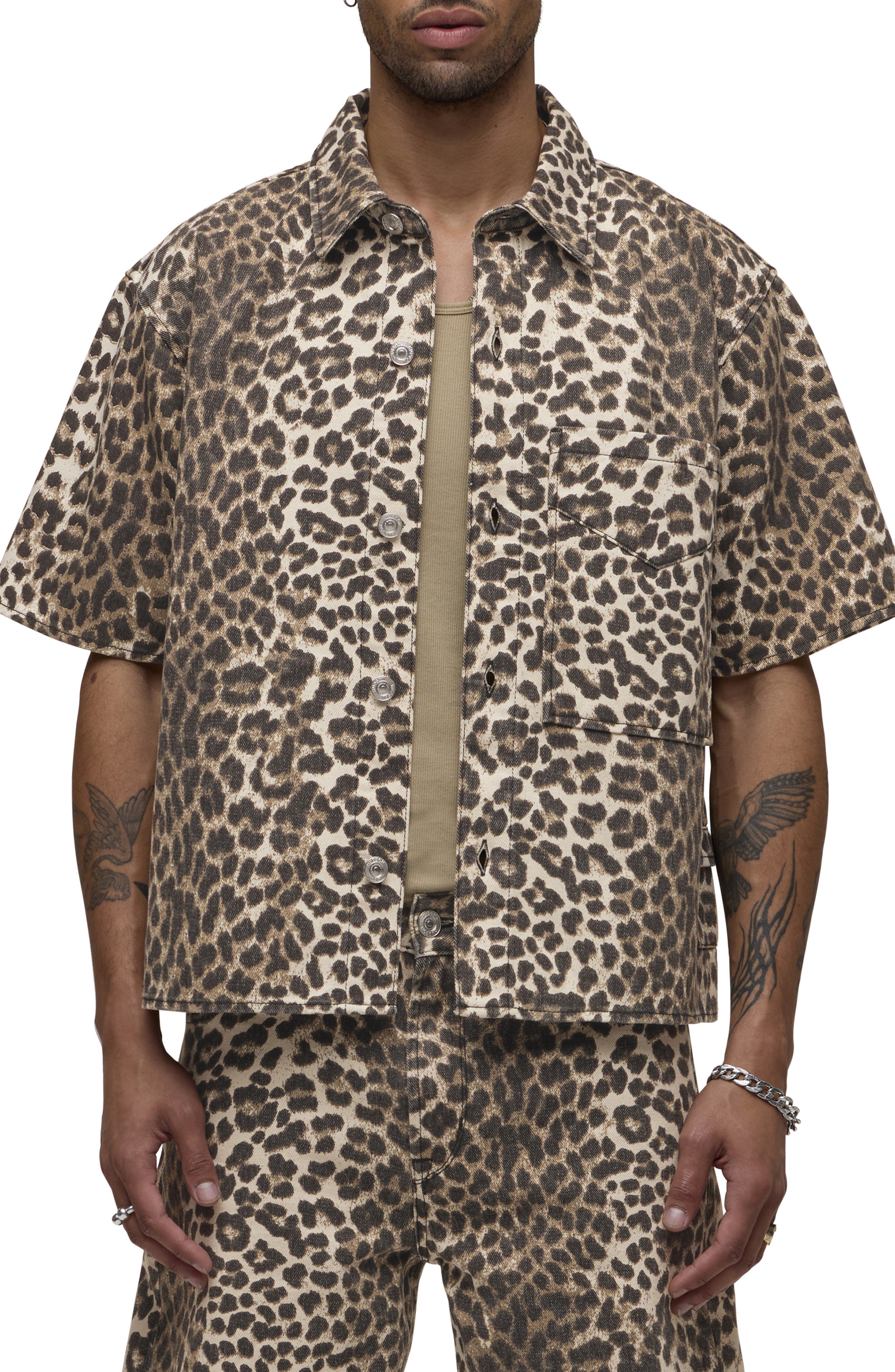 Rex Oversize Short Sleeve Cotton Poplin Button-Up Shirt - image 1