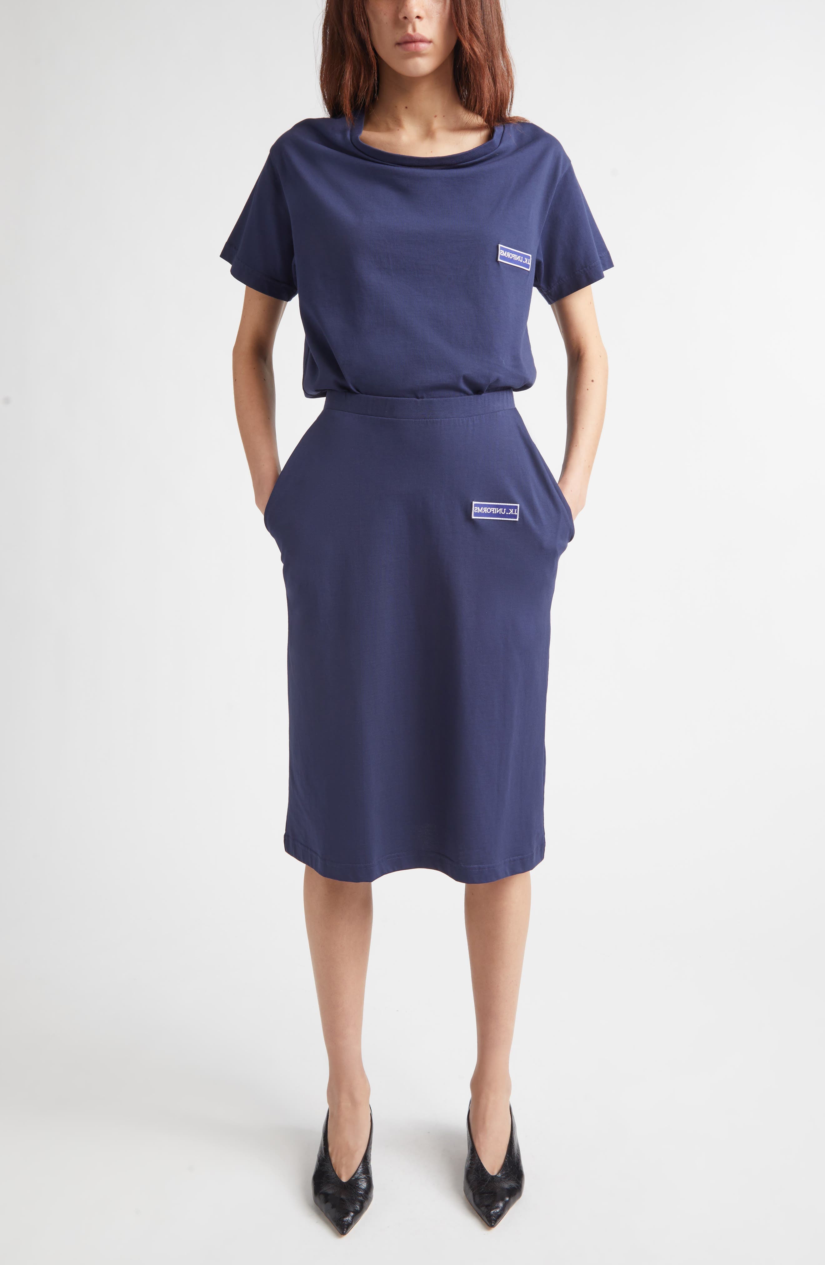 Pulled Neckline Cotton T-Shirt - image 2