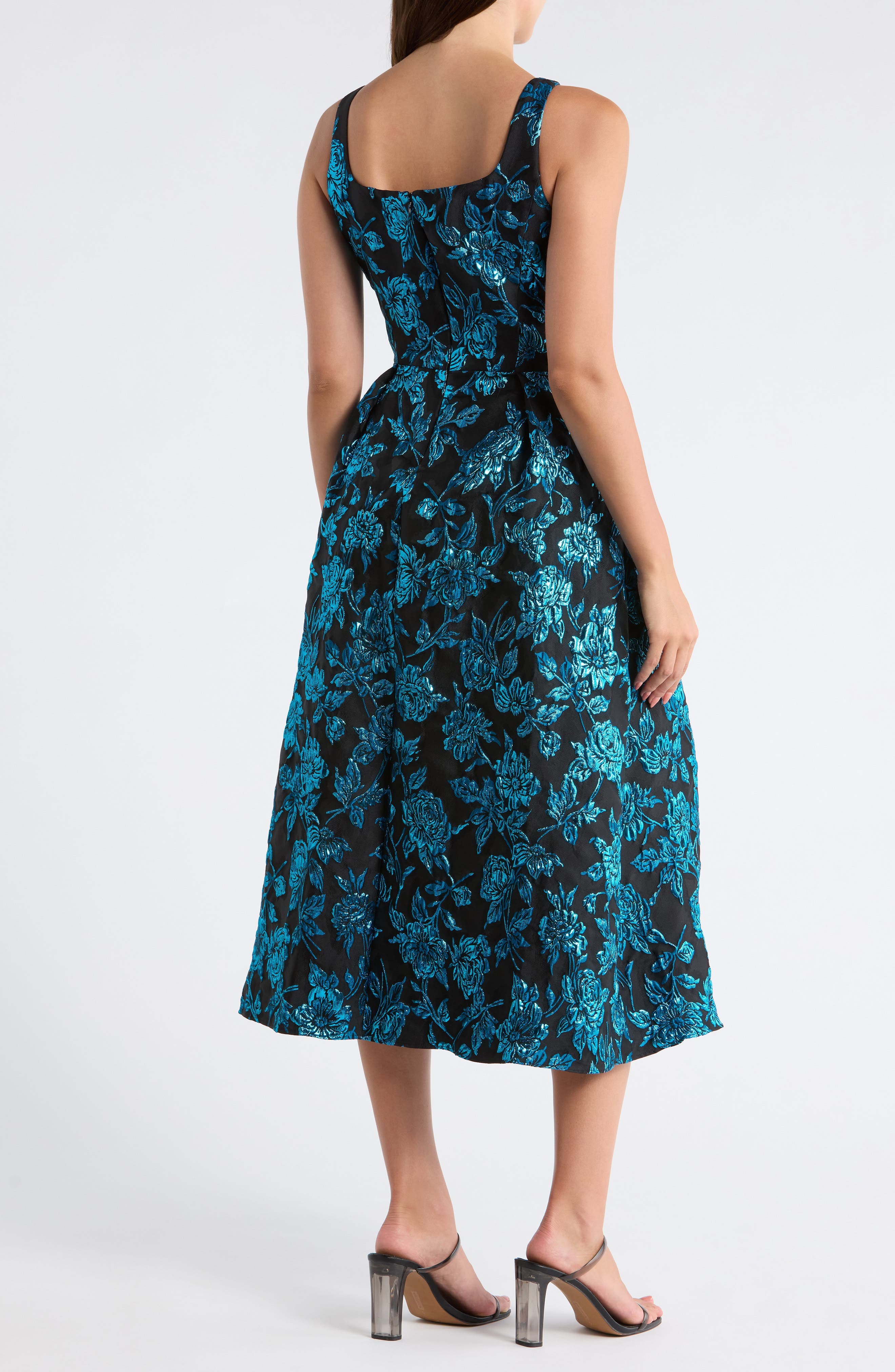 Floral Square Neck Evening Maxi Dress - image 2