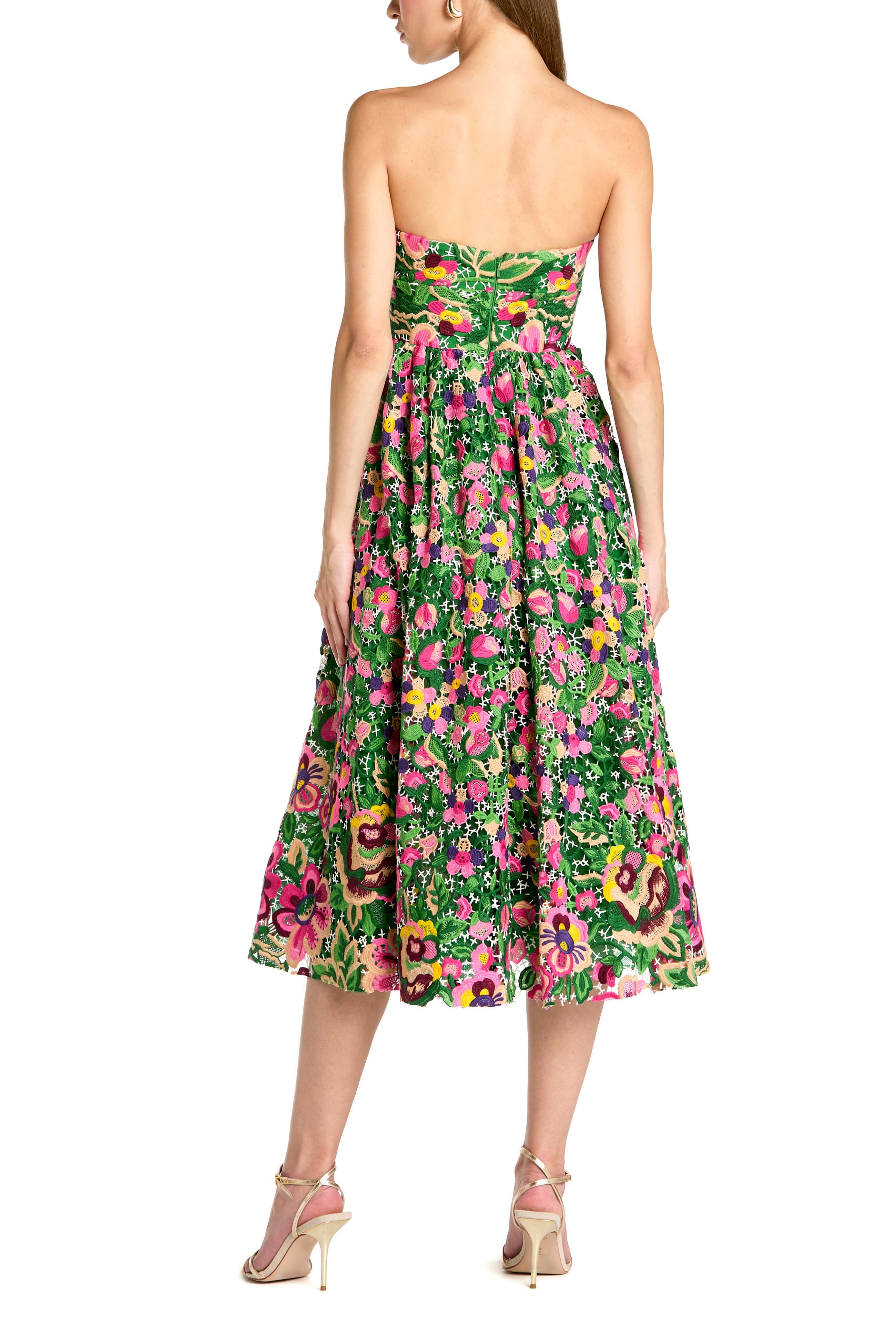 Strapless Floral Embroidered Midi Dress - image 2