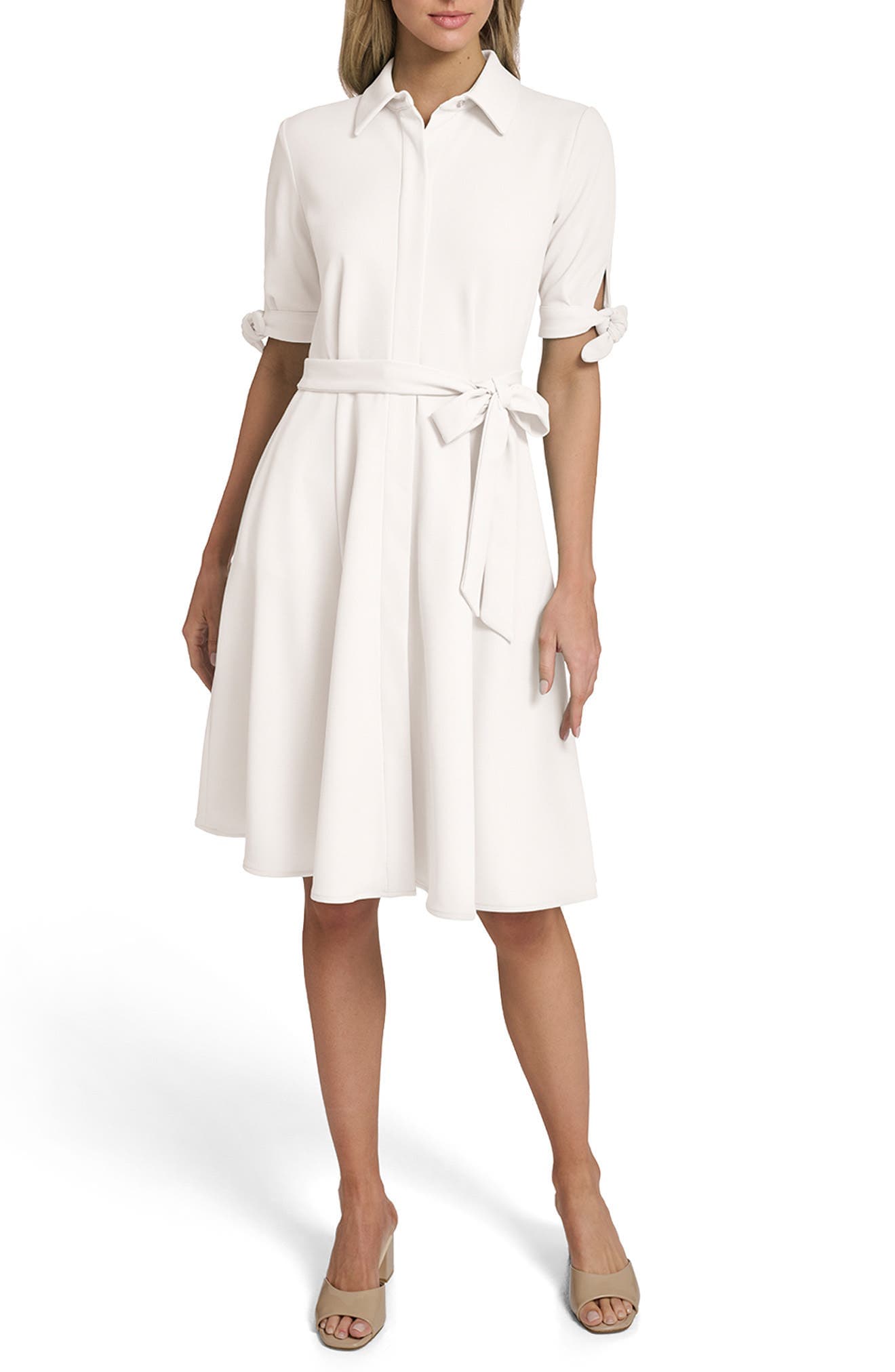 Tie Sleeve Crepe Shirtdress - image 3