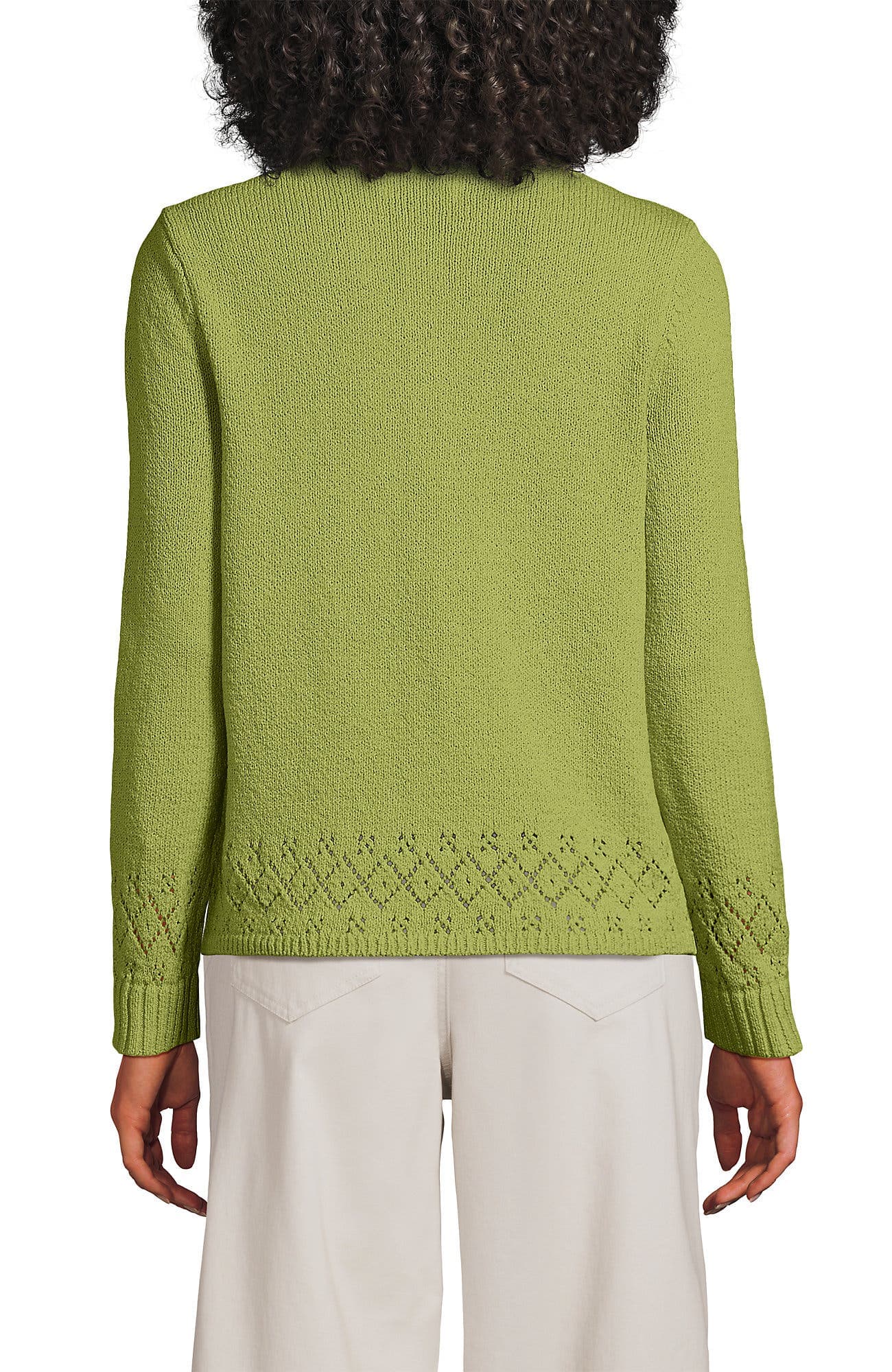 Pointelle Crew Neck Cardigan Sweater - image 2