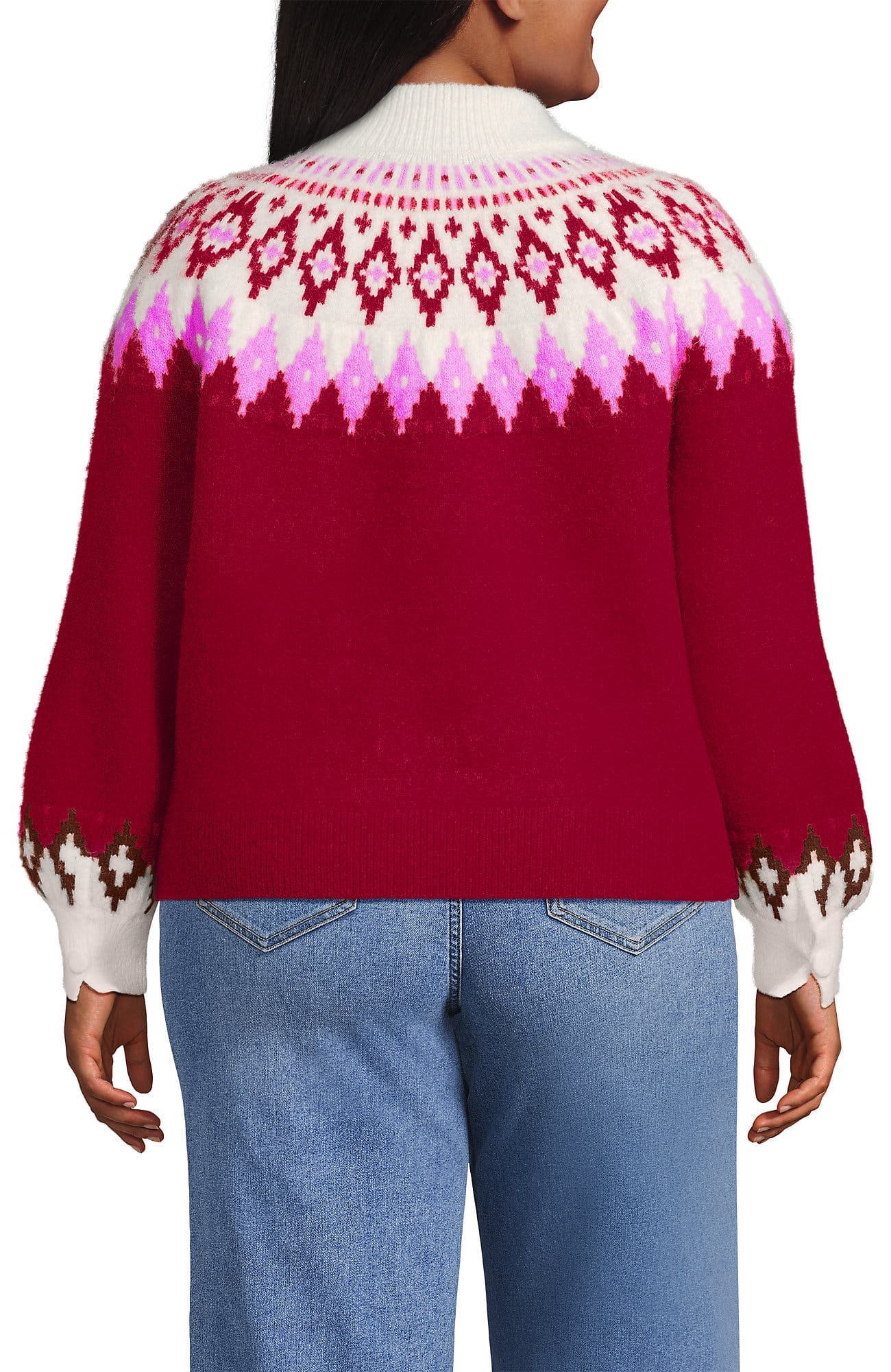 Plus Size Fuzzy Turtleneck Lantern Sleeve Sweater - image 4