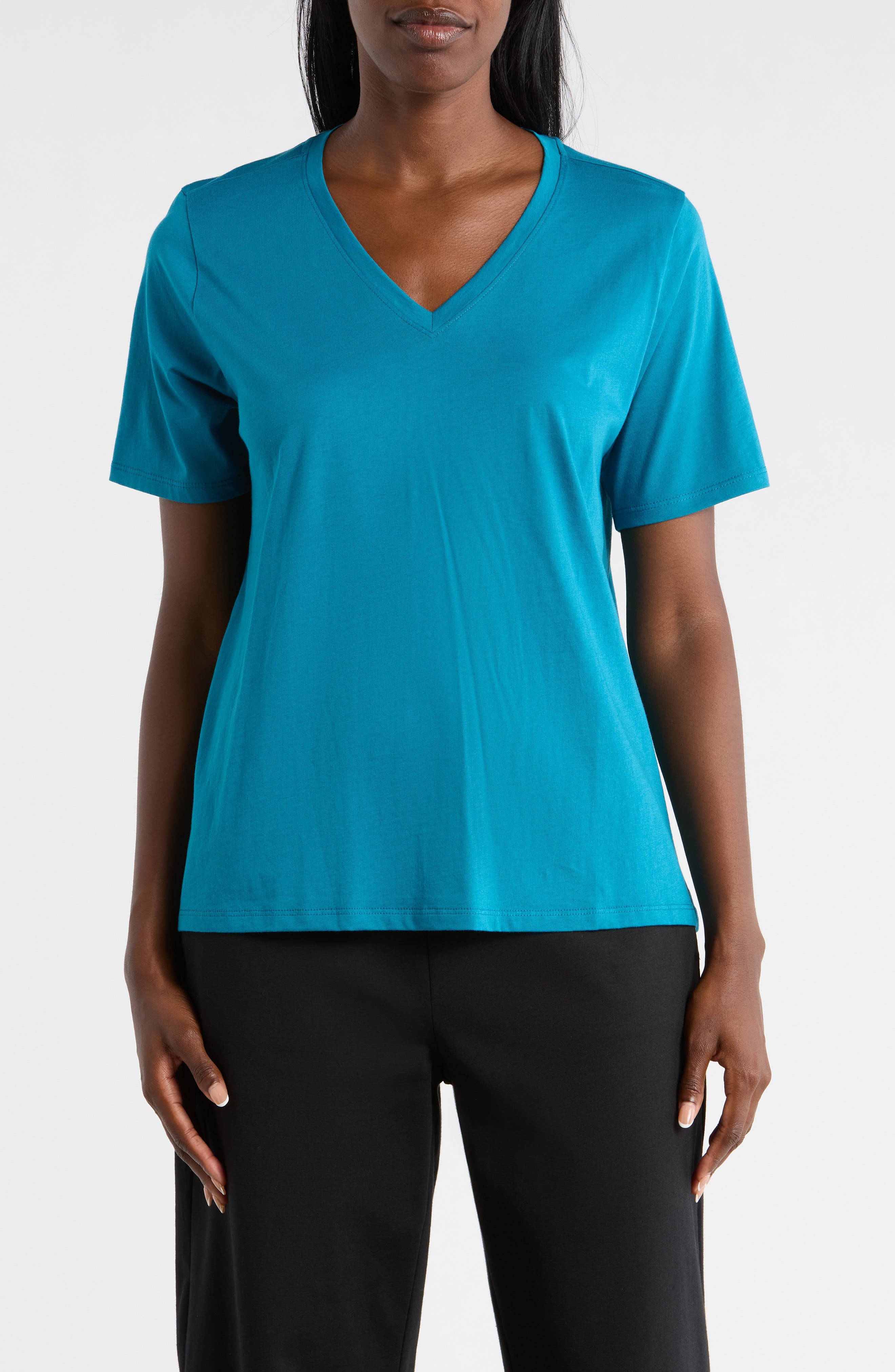 V-Neck Organic Cotton Knit T-Shirt - image 3