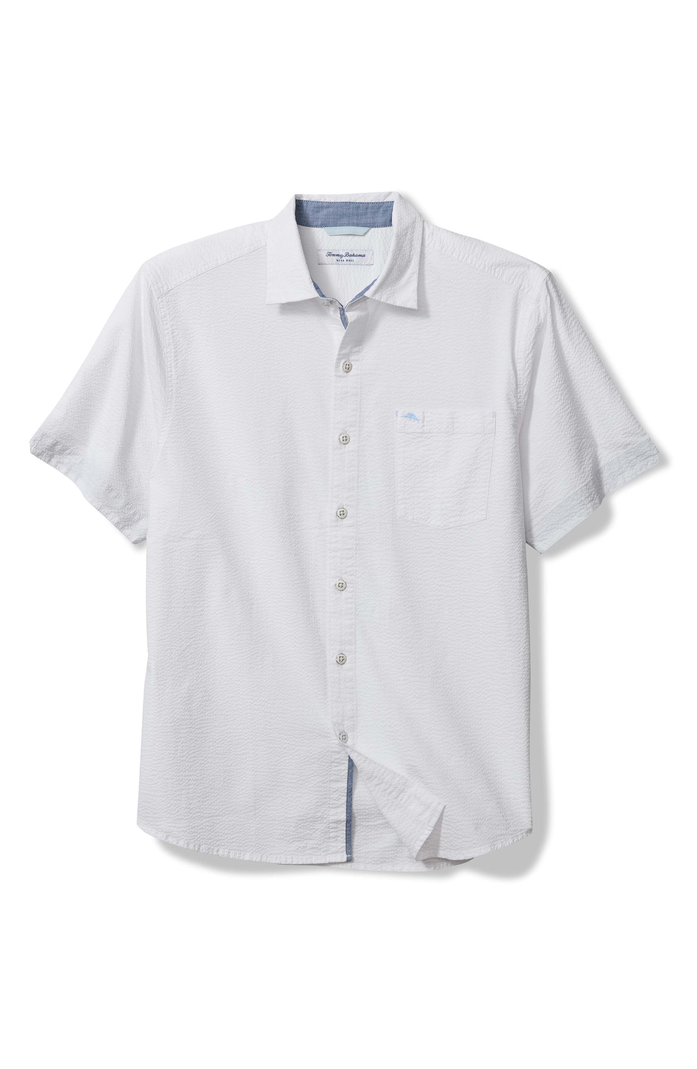 Nova Wave Short Sleeve Seersucker Button-Up Shirt - image 1