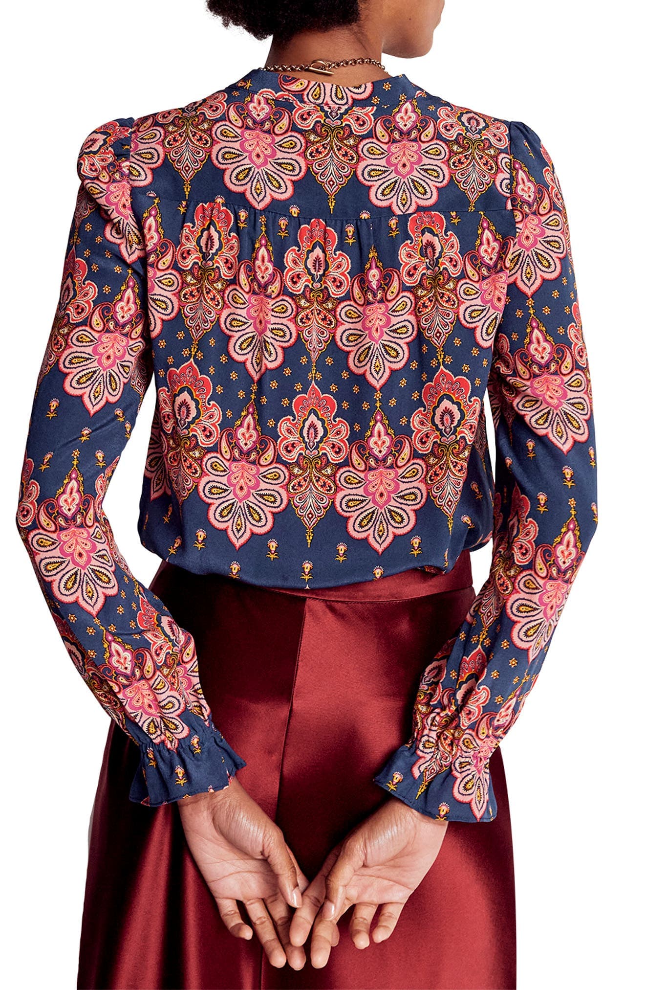 Alice Paisley Ruffle Silk Button-Up Shirt - image 2