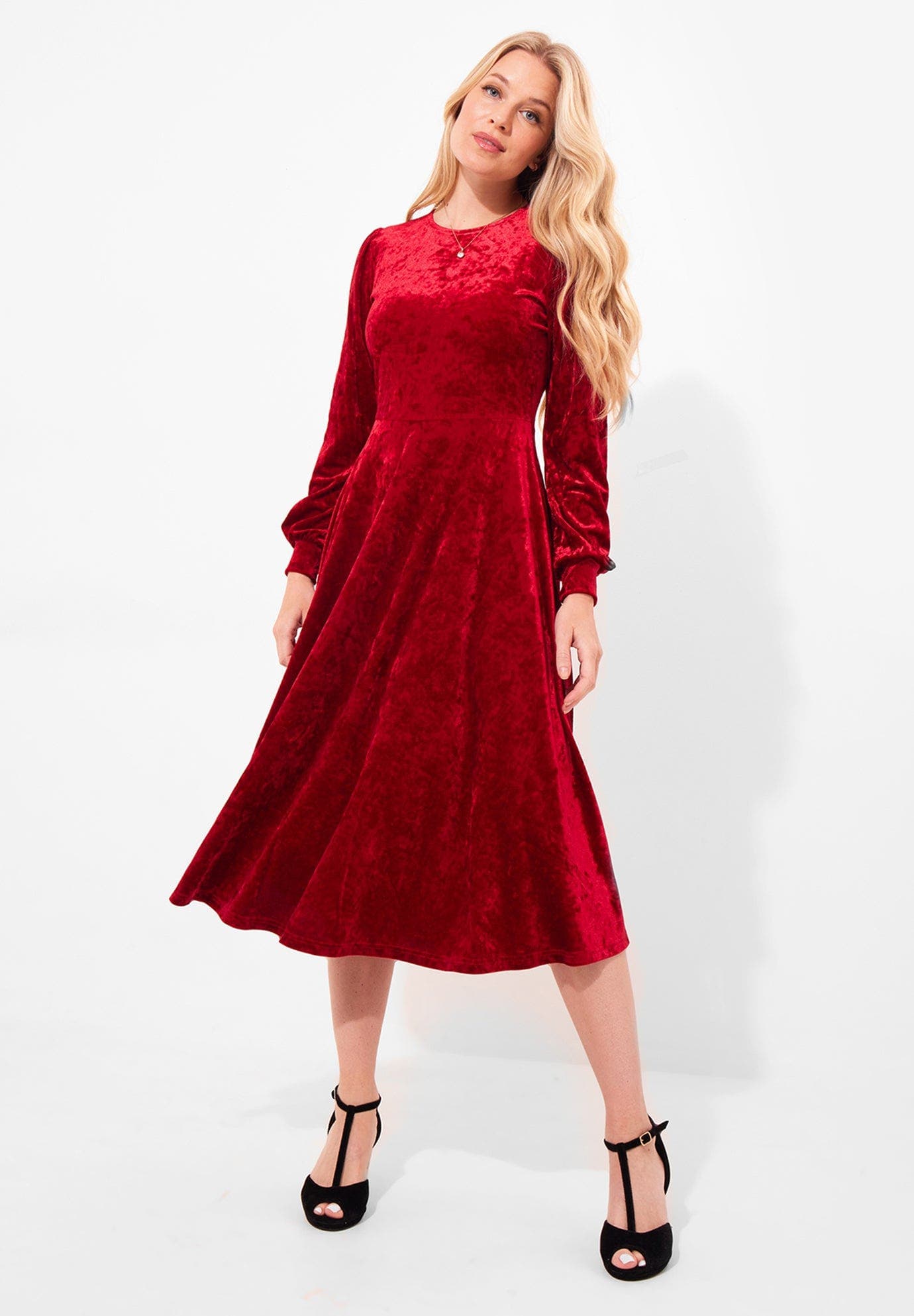 Crushed Velvet Midi Dress - image 1